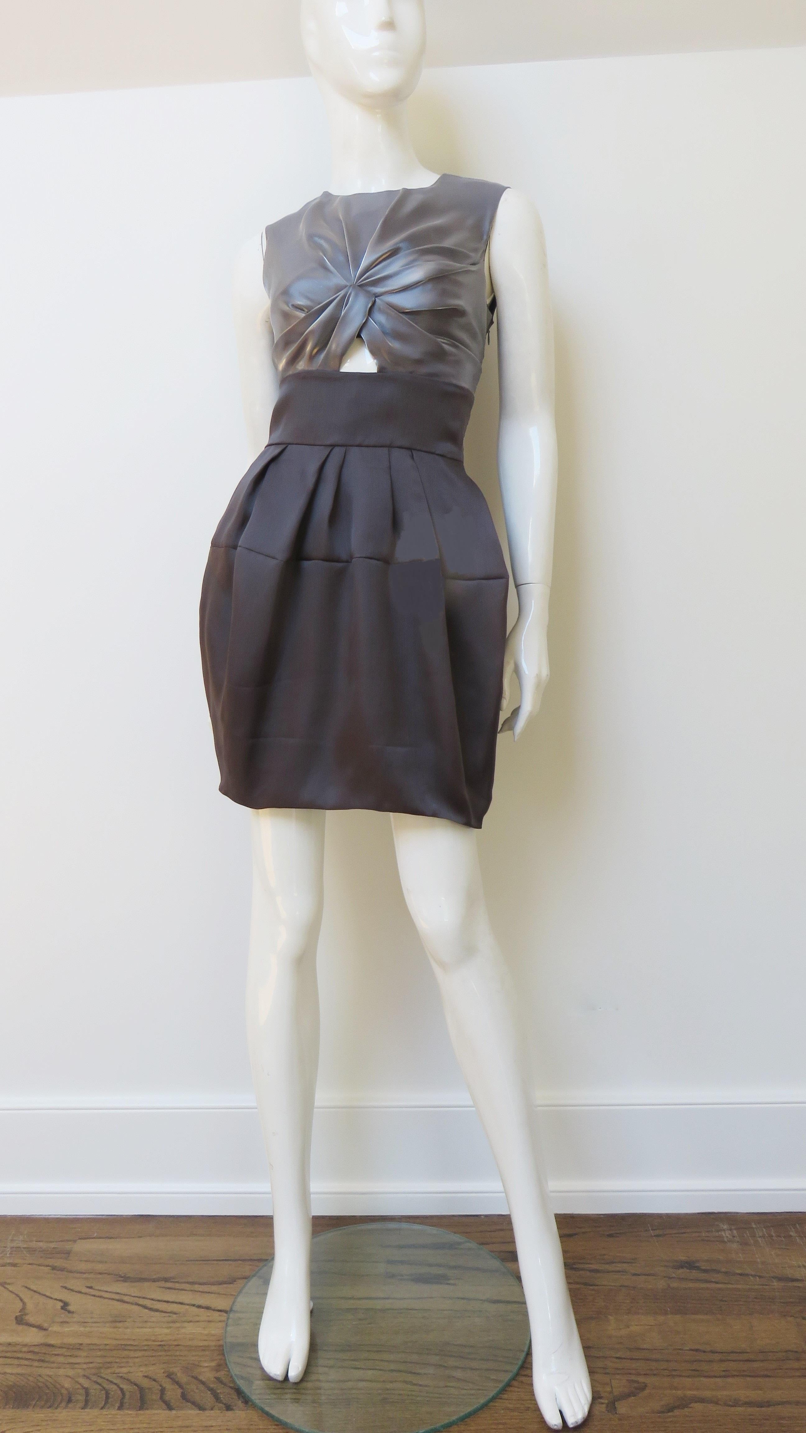 Christian Dior Color Block Silk Dress with Cut out For Sale 5