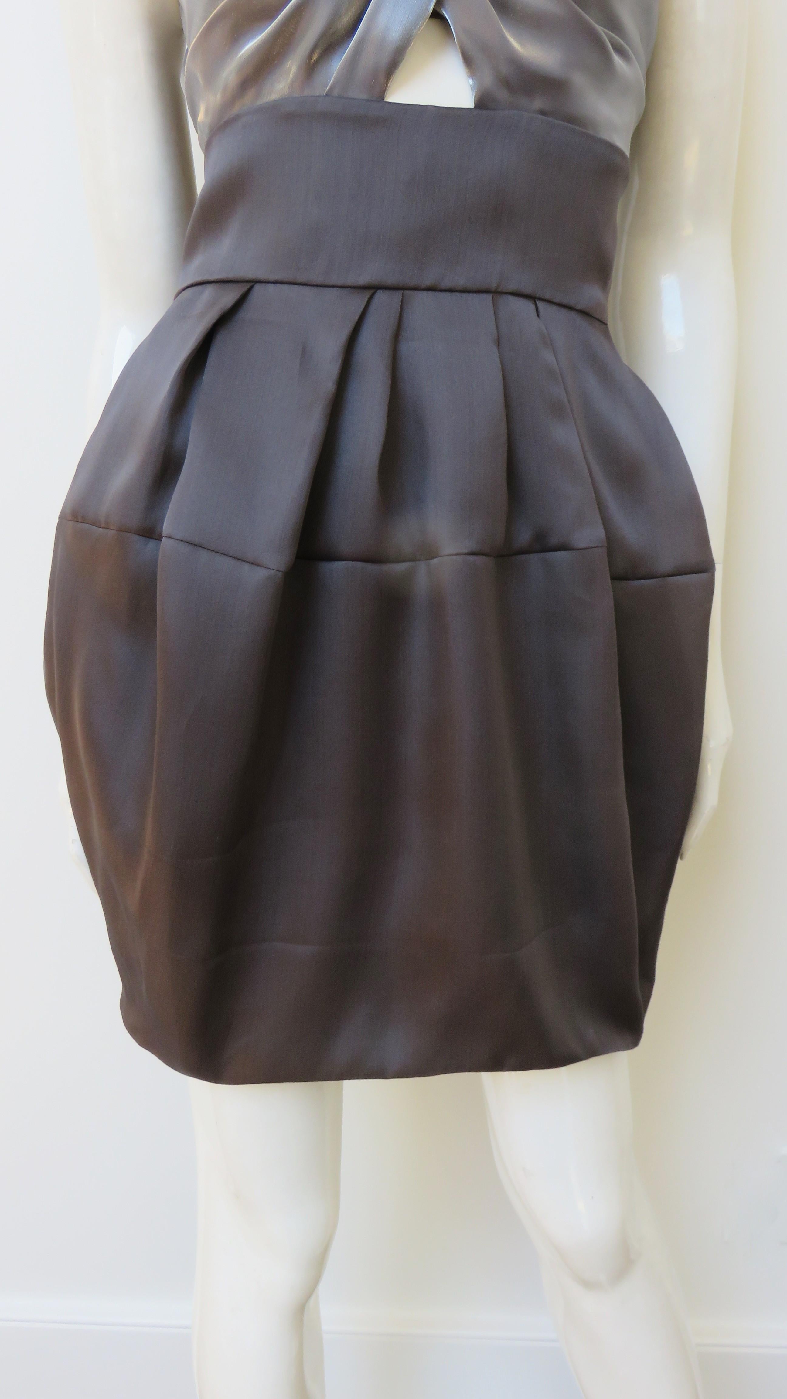 Christian Dior Color Block Silk Dress with Cut out For Sale 2