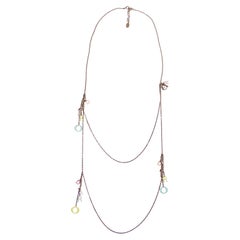 Christian Dior Zweireihige Halskette mit buntem Logo-Charm