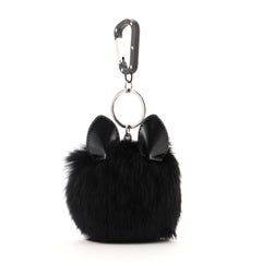 Christian Dior Cookie Bag Charm Leather and Fur Black