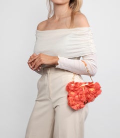 Christian Dior Coral Silk Vintage Rose Petal Mini Saddle Bag