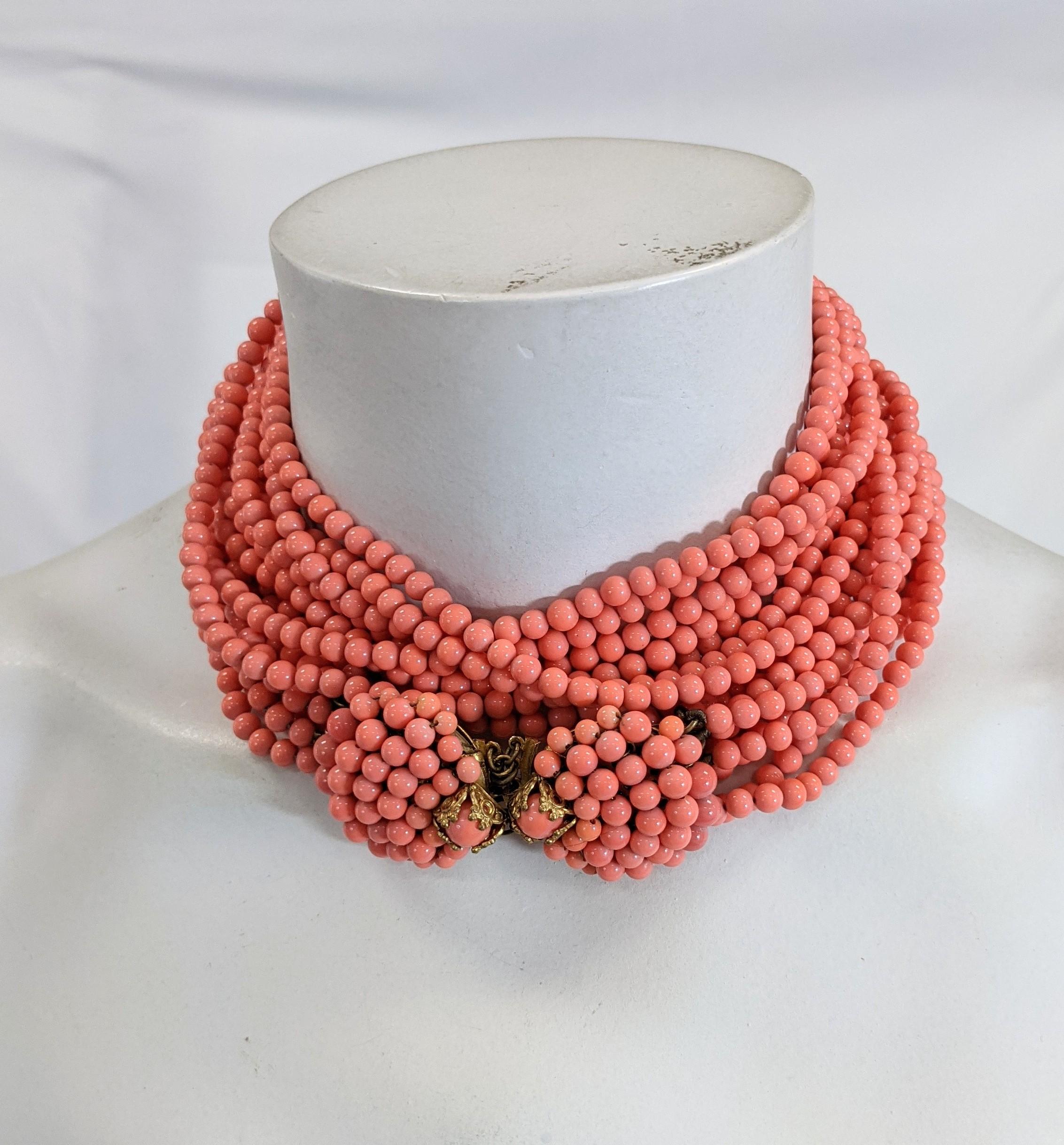 Christian Dior Coral Torsade Necklace For Sale 4