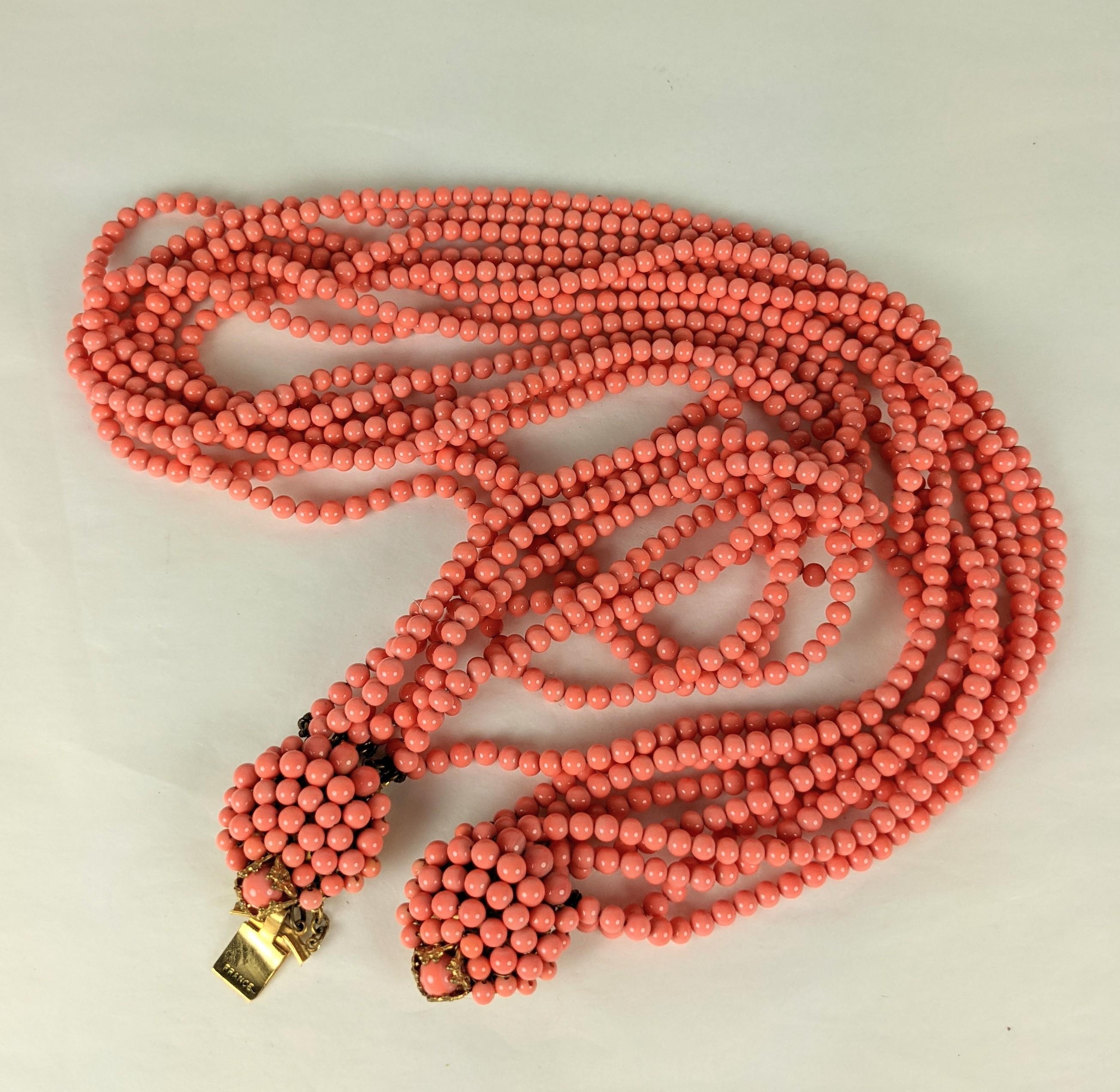 Christian Dior Coral Torsade Necklace In Excellent Condition For Sale In New York, NY