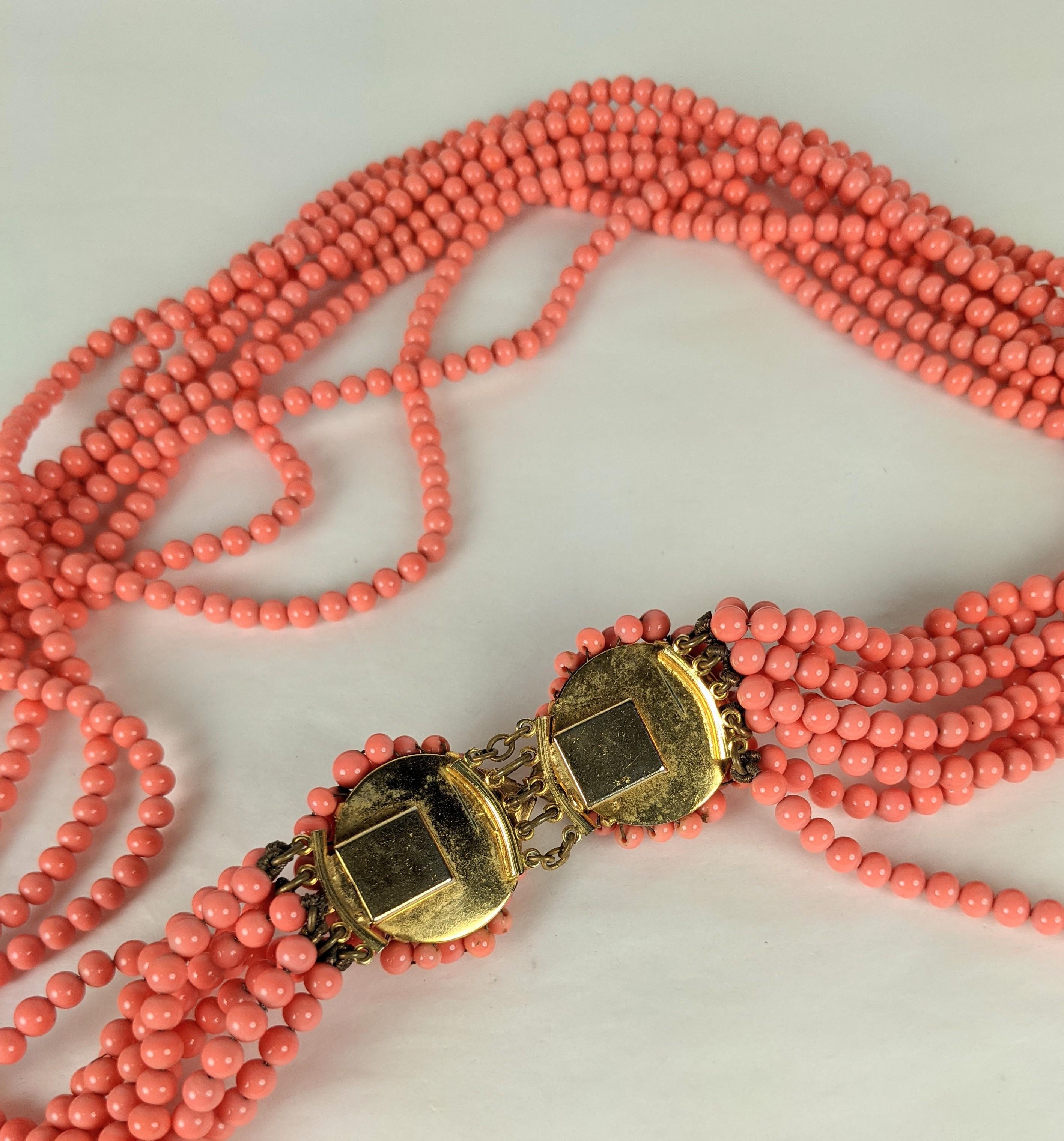 Christian Dior Korallen-Torsade-Halskette im Angebot 3