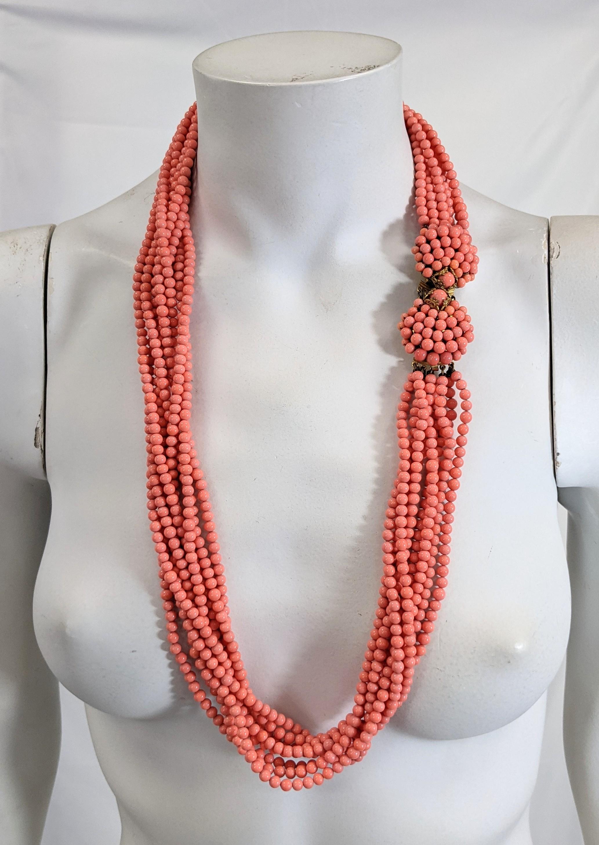 Christian Dior Coral Torsade Necklace For Sale 2