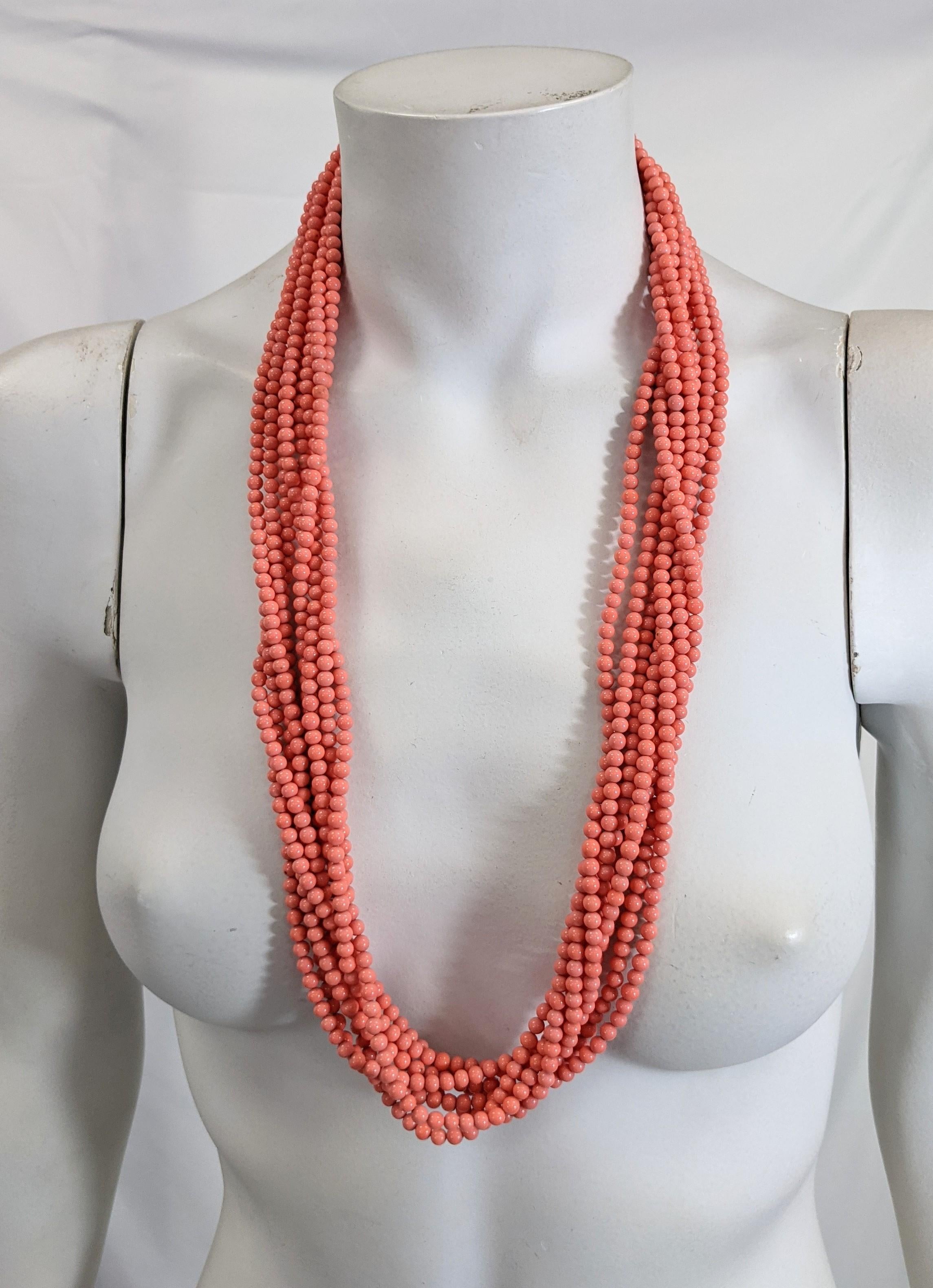 Christian Dior Coral Torsade Necklace For Sale 3