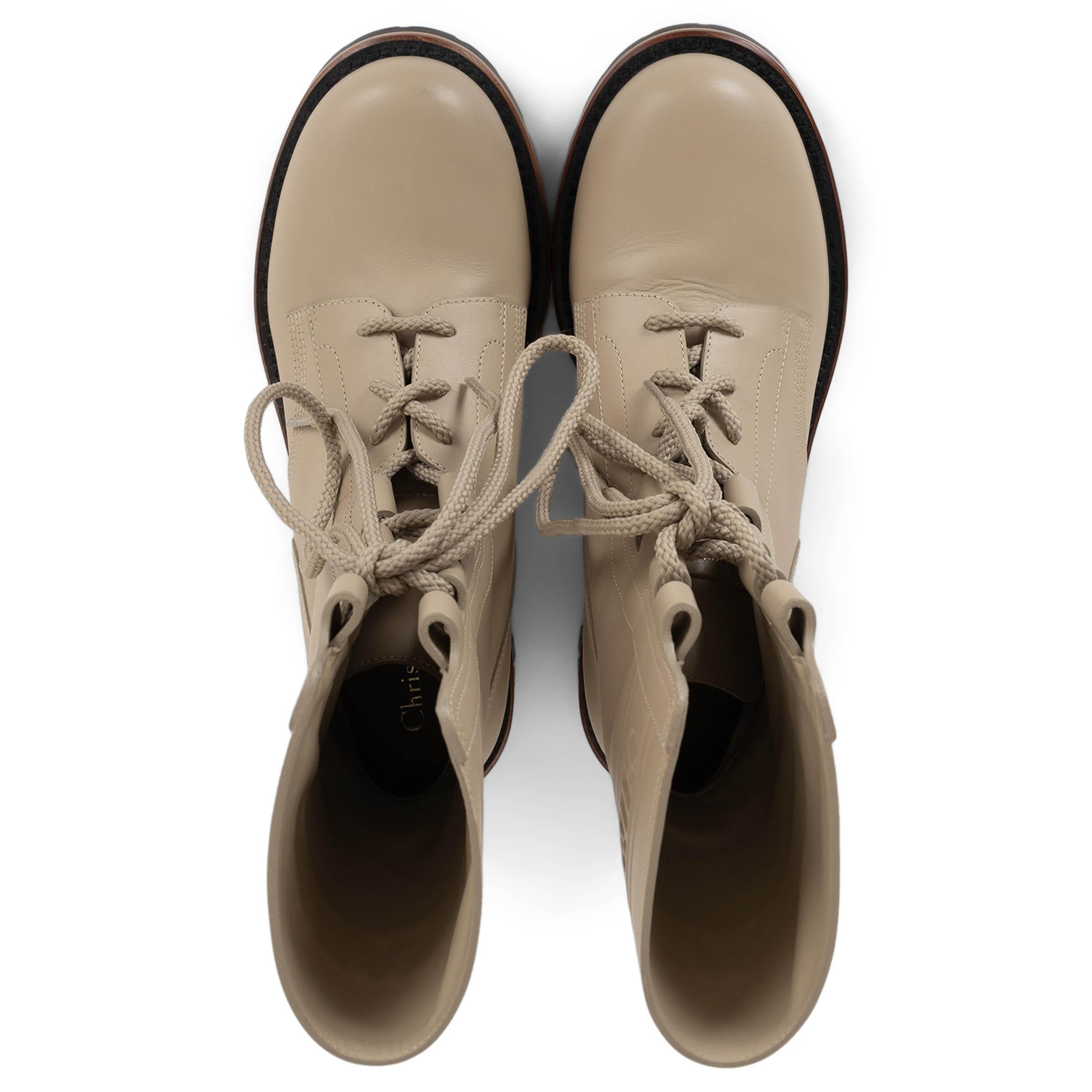 CHRISTIAN DIOR Cord beige leather QUEST COMBAT Boots Shoes 38.5 For Sale 1