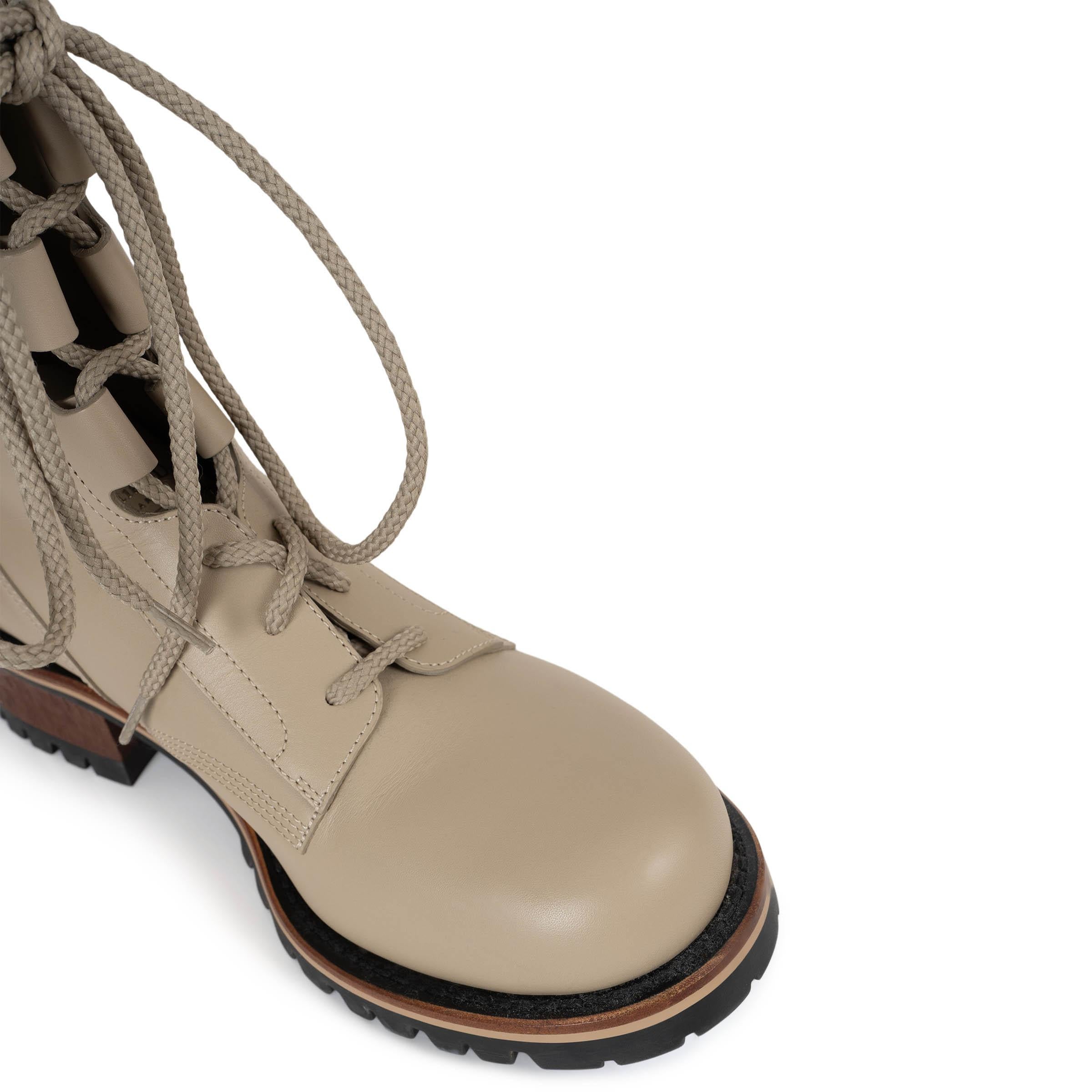 CHRISTIAN DIOR Cord beige leather QUEST COMBAT Boots Shoes 38.5 For Sale 3