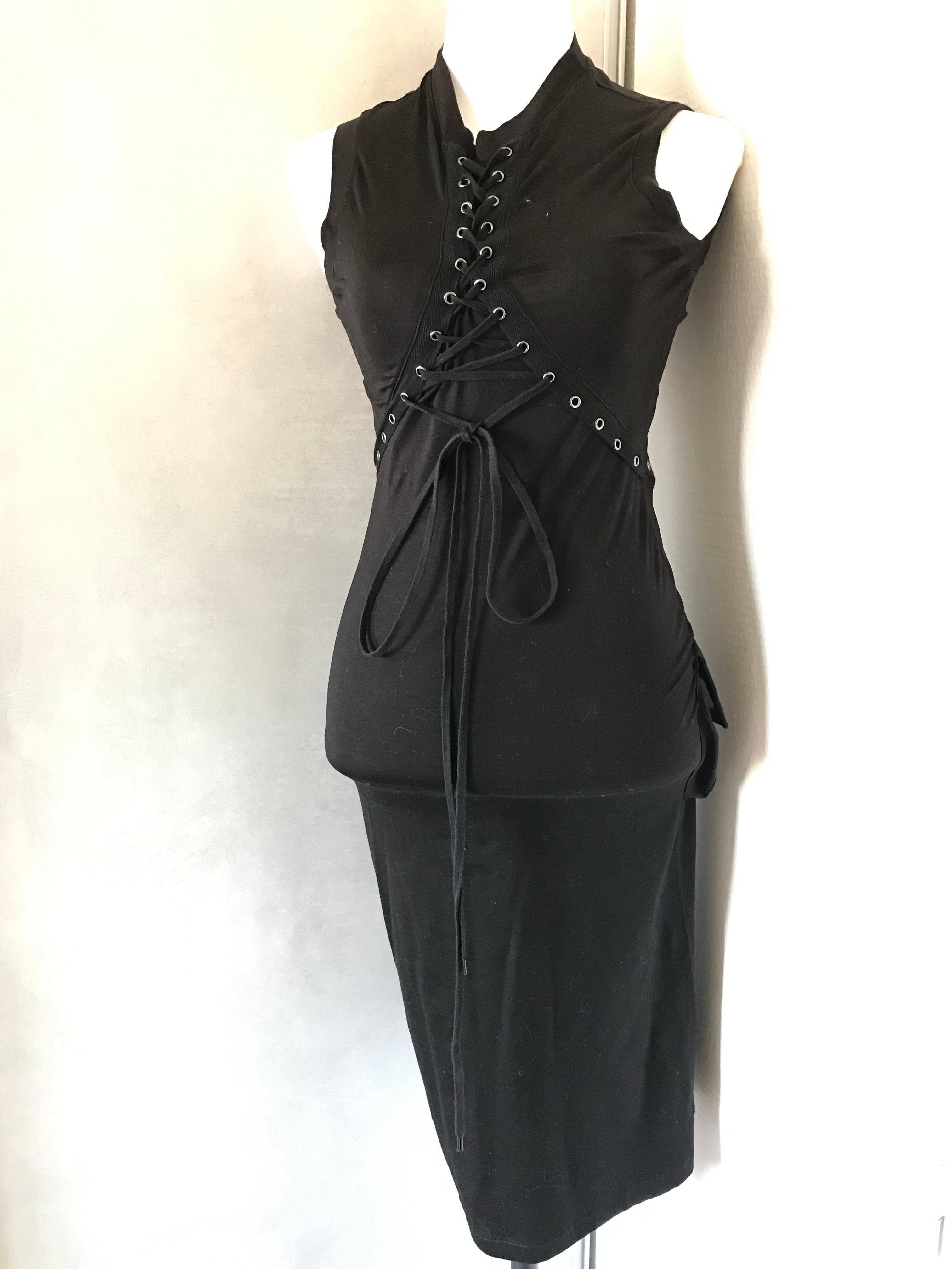 Noir CHRISTIAN DIOR Robe à lacets style corset. en vente