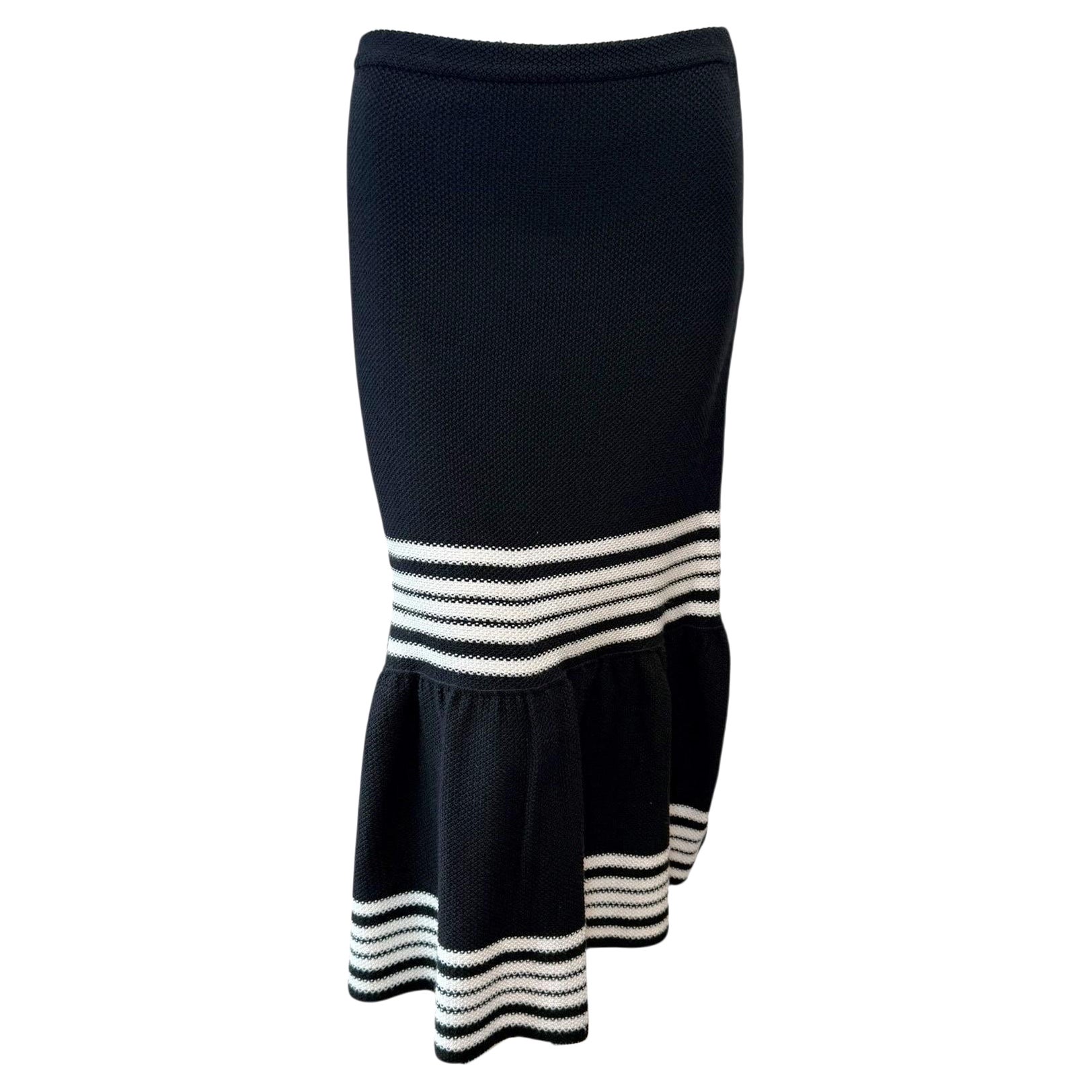 Christian Dior Cotton-Silk Knit Fluted Midi Skirt, FR 34 For Sale