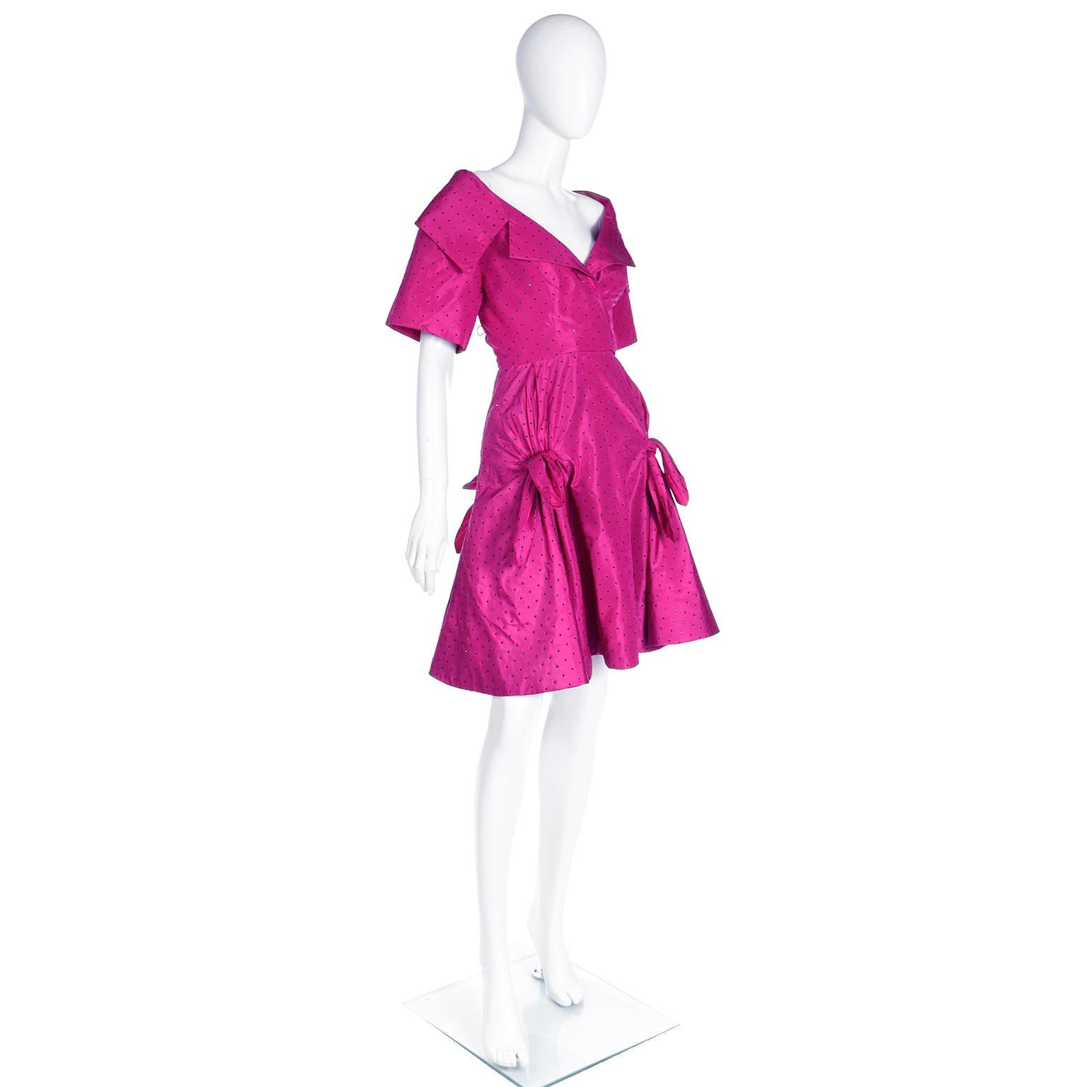 Christian Dior Couture 1987 Magenta Evening Dress w Crystals by Marc Bohan For Sale 8