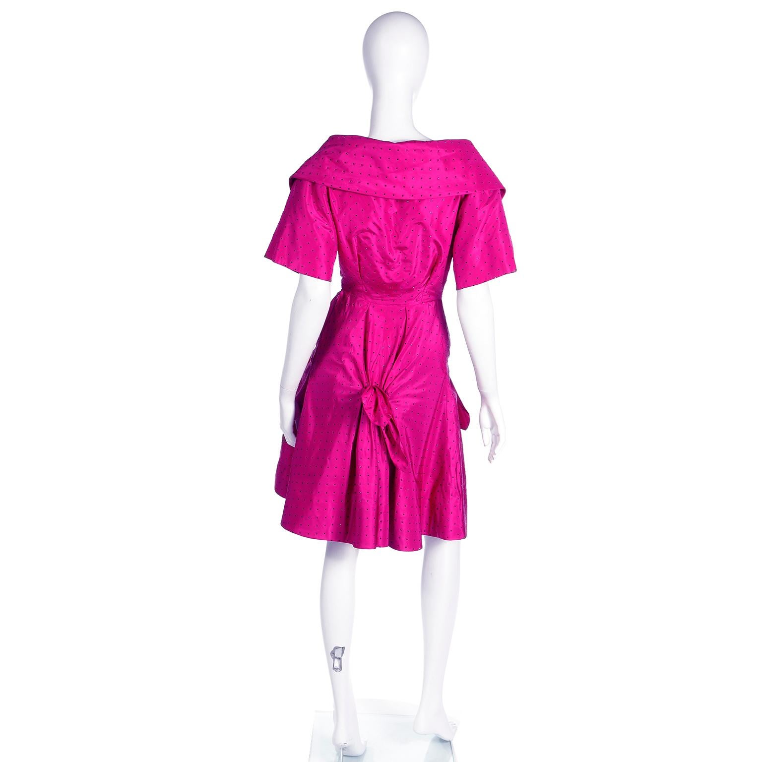 Christian Dior Couture 1987 Magenta Evening Dress w Crystals by Marc Bohan For Sale 9