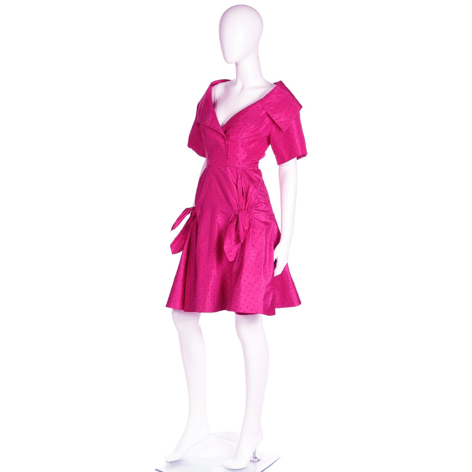 Christian Dior Couture 1987 Magenta Evening Dress w Crystals by Marc Bohan For Sale 10
