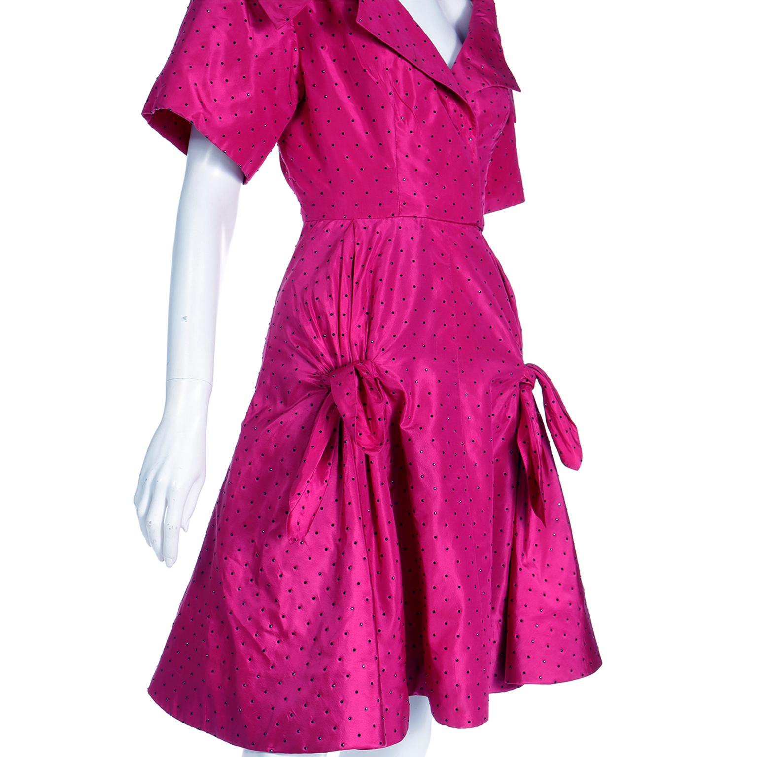 Christian Dior Couture 1987 Magenta Evening Dress w Crystals by Marc Bohan For Sale 13