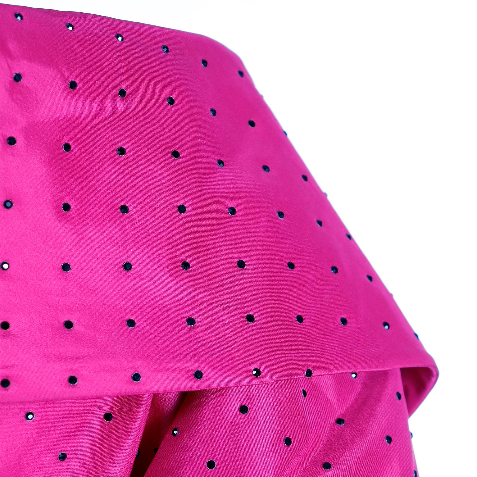 Christian Dior Couture 1987 Magenta Evening Dress w Crystals by Marc Bohan 14