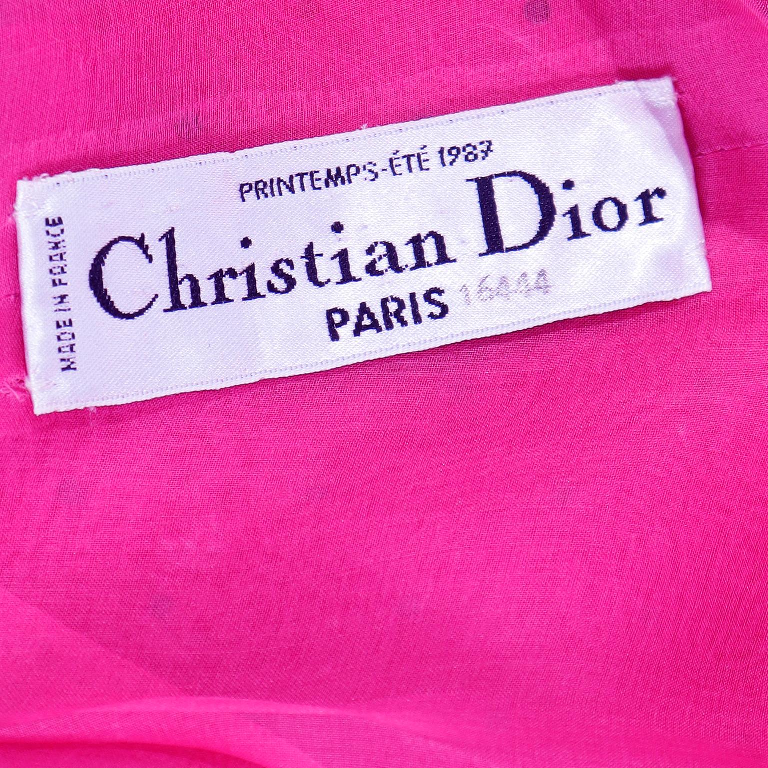 Christian Dior Couture 1987 Magentafarbenes Abendkleid mit Kristallen von Marc Bohan im Angebot 16