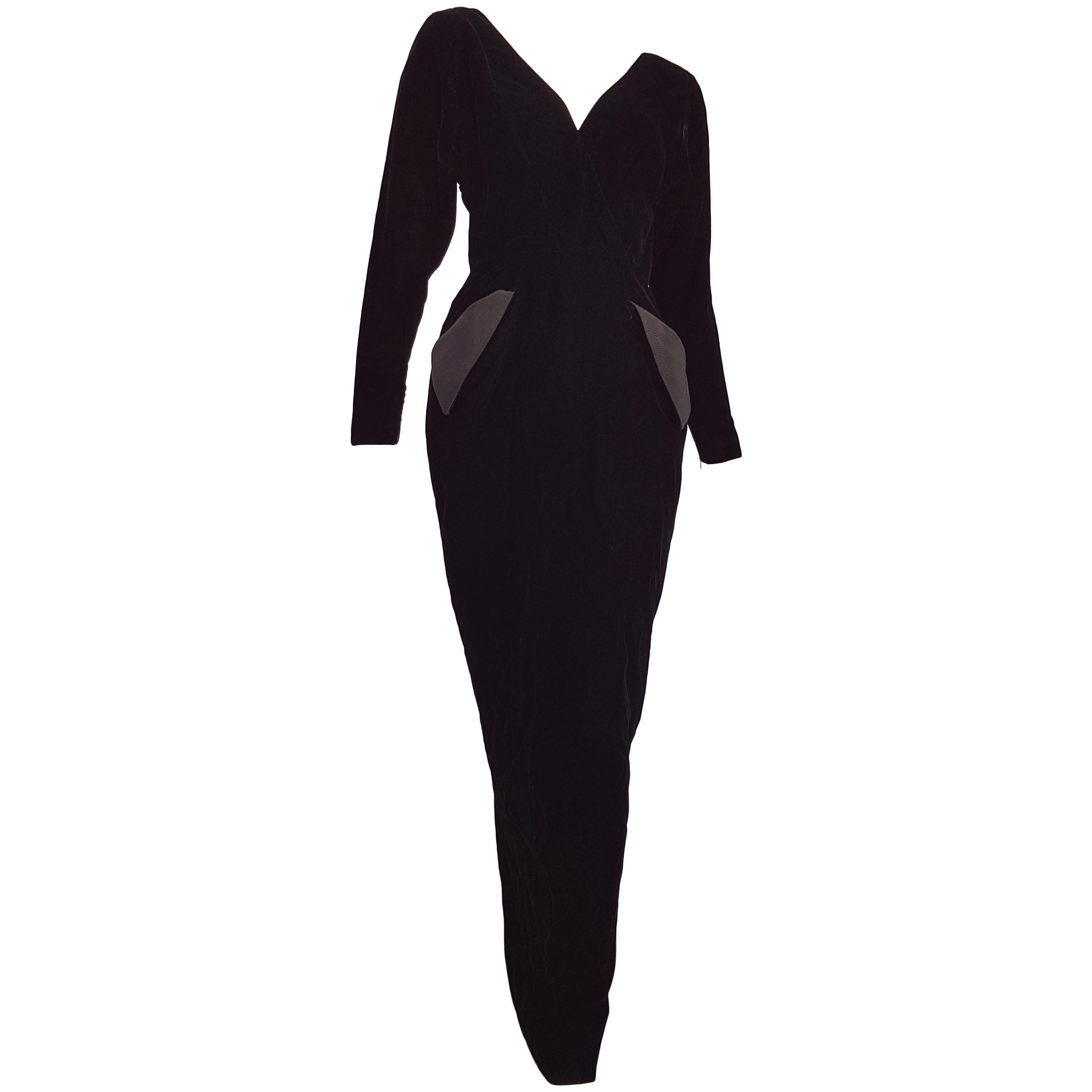Christian DIOR Couture, black, cotton, velvet silk, pockets gown - Unworn, New