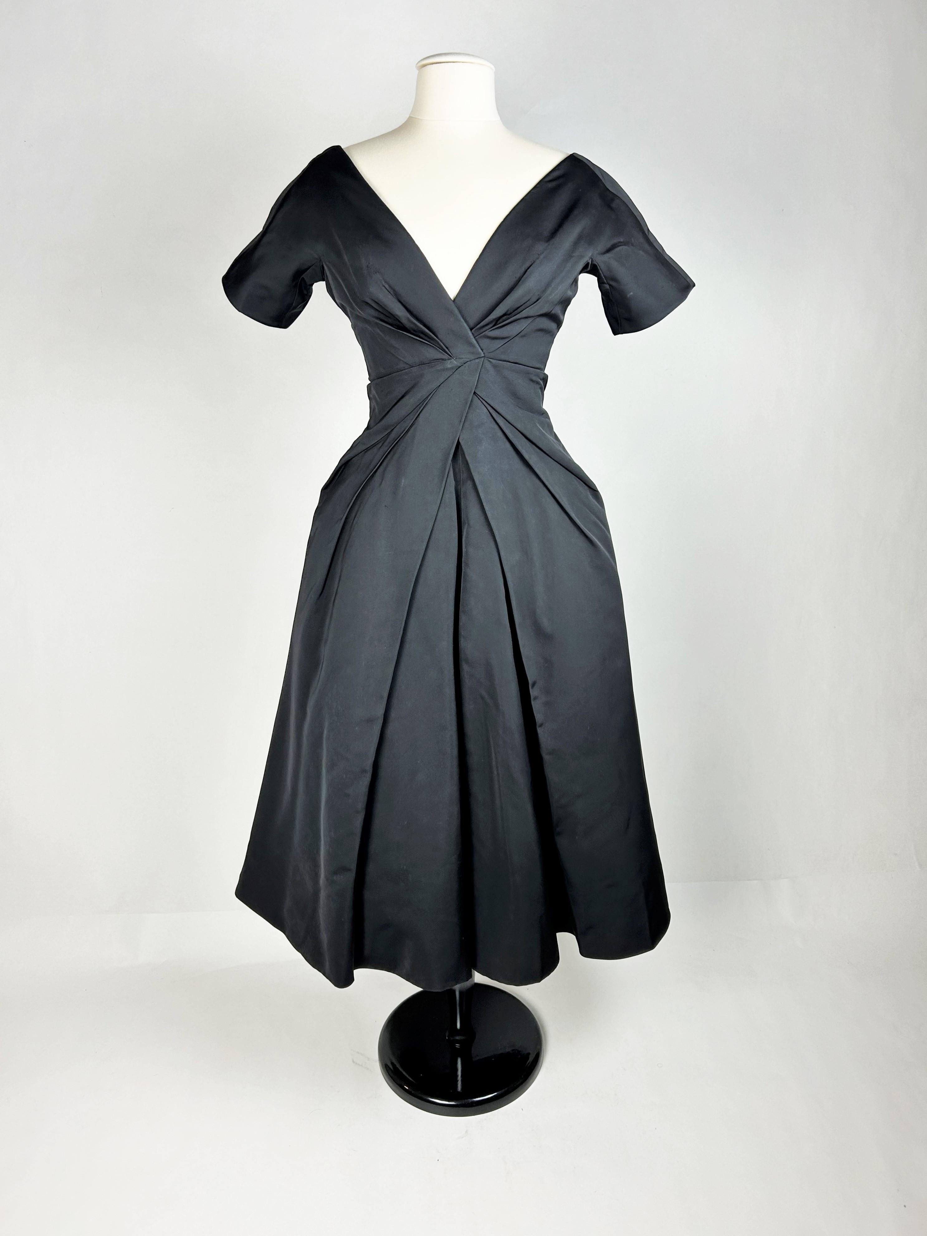 Christian Dior Couture black silk faille dress Named Sourire - AW 1956-1957 11