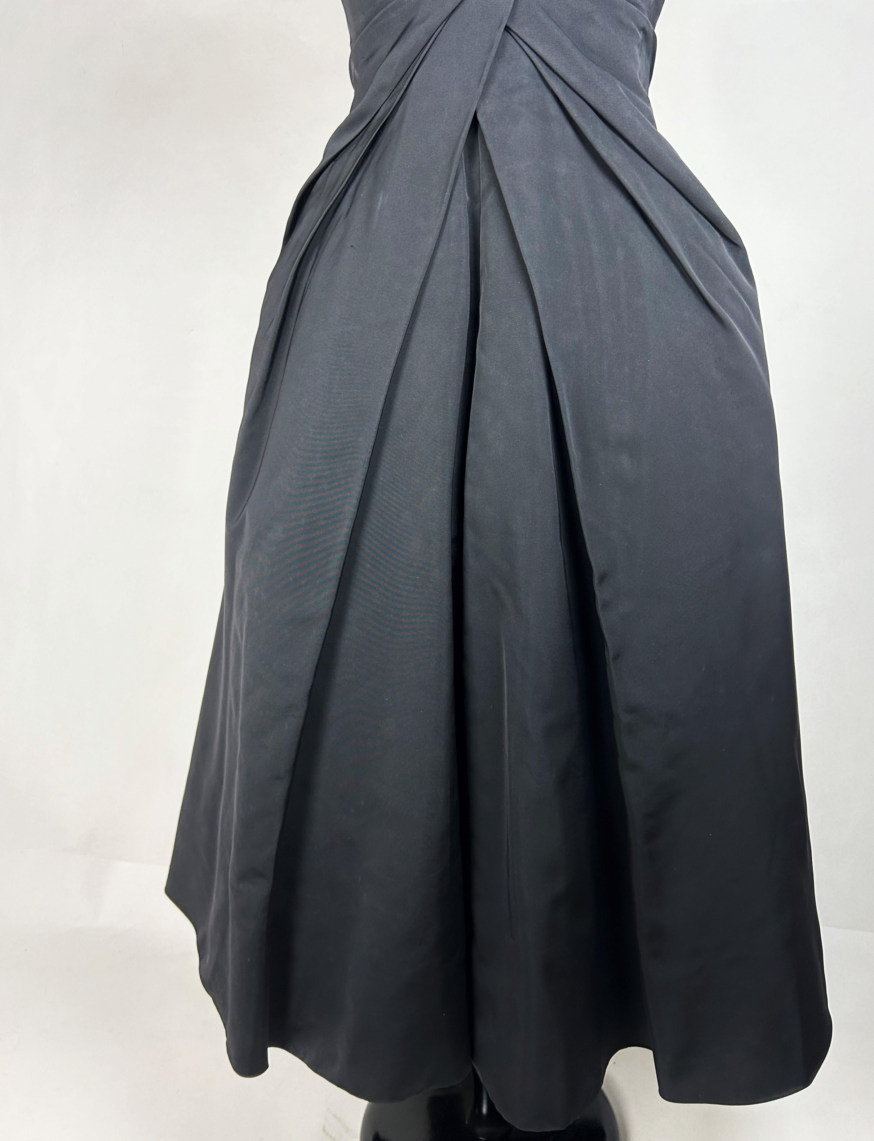 Christian Dior Couture black silk faille dress Named Sourire - AW 1956-1957 12