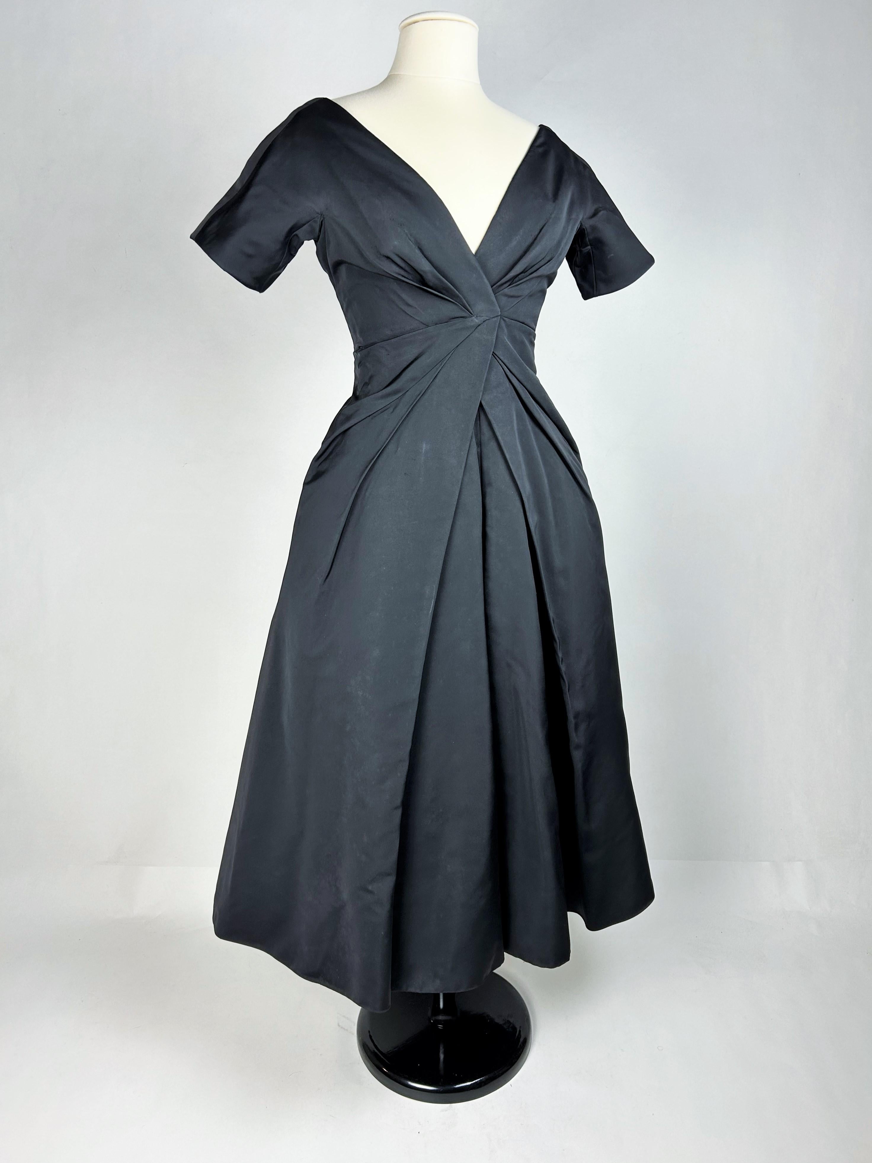 Christian Dior Couture black silk faille dress Named Sourire - AW 1956-1957 13