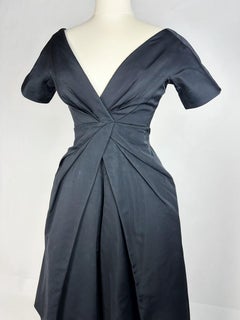 Christian Dior Couture black silk faille dress Named Sourire - AW 1956-1957