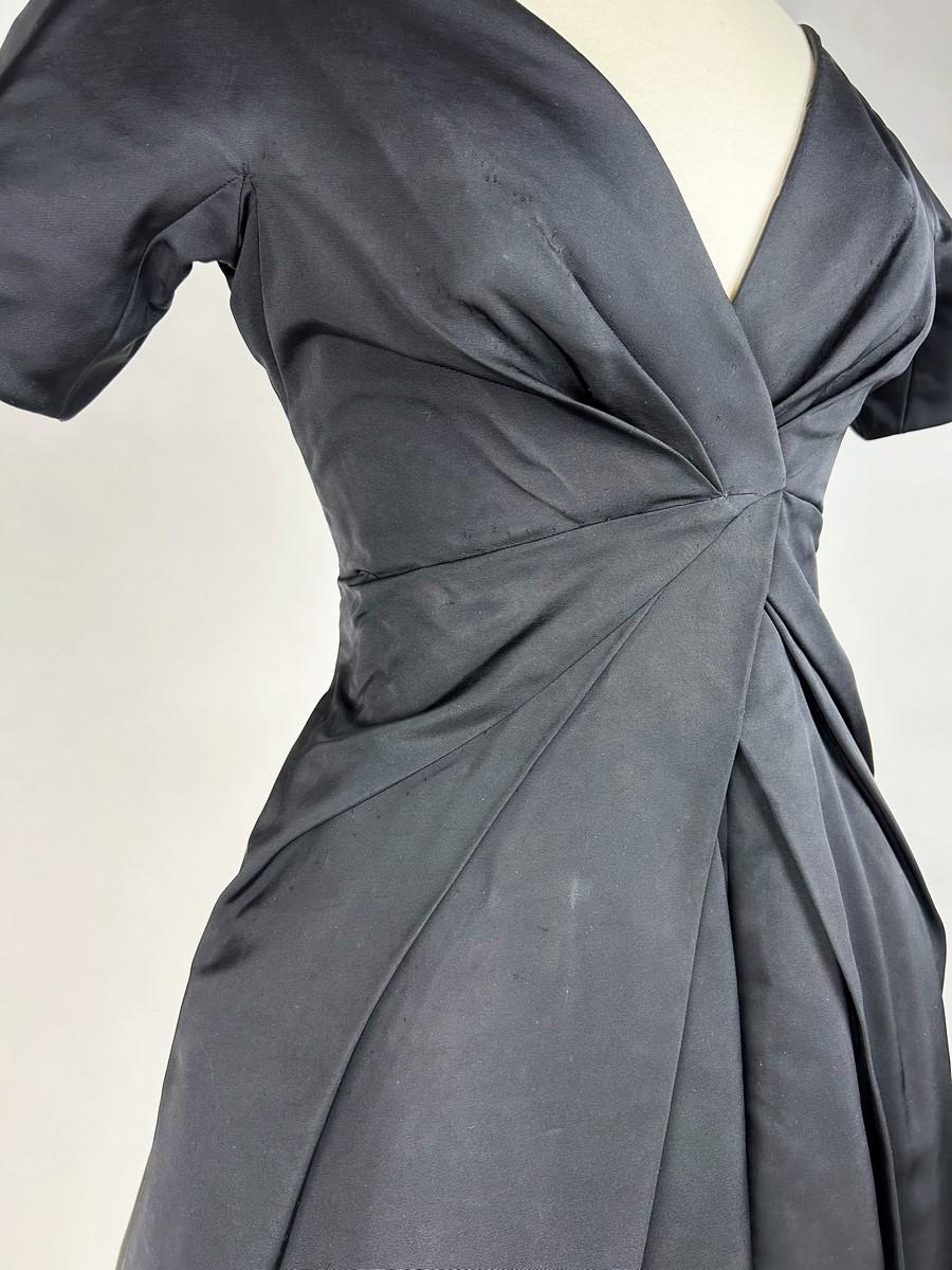 Christian Dior Couture black silk faille dress Named Sourire - AW 1956-1957 In Good Condition In Toulon, FR