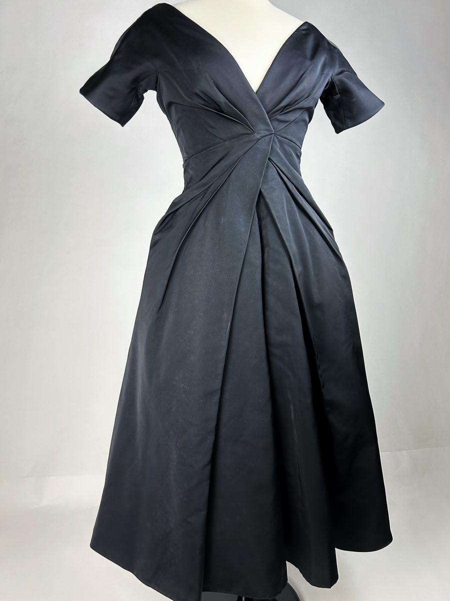 Christian Dior Couture black silk faille dress Named Sourire - AW 1956-1957 5