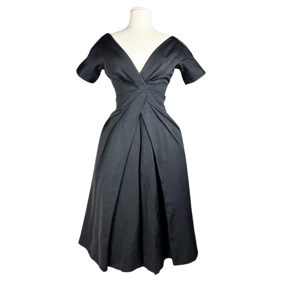 Christian Dior Couture black silk faille dress Named Sourire - AW 1956-1957