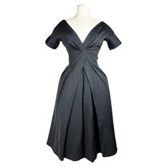 Retro Christian Dior Couture black silk faille dress Named Sourire - AW 1956-1957 