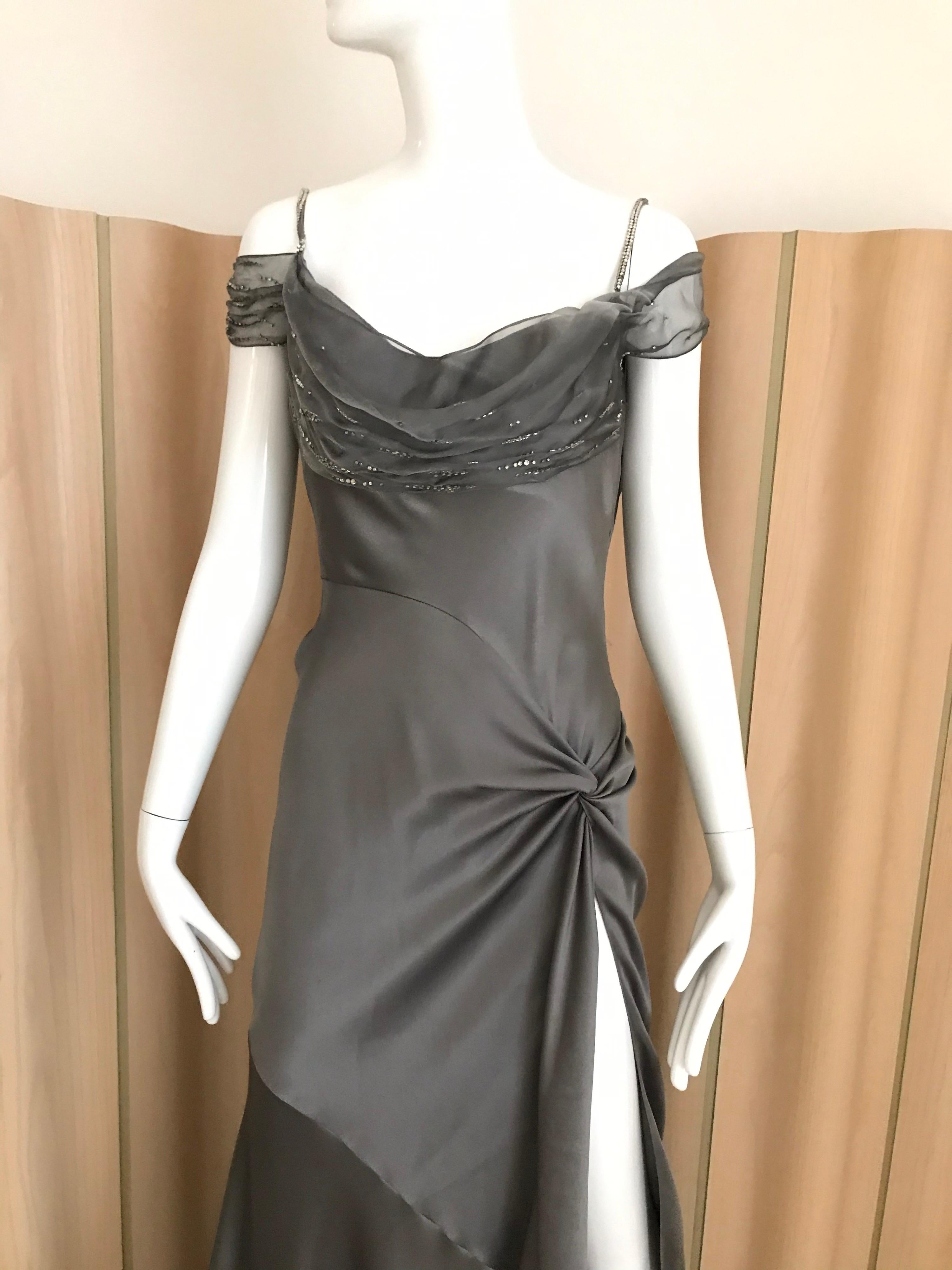Women's Christian Dior Couture Grey Silk Chiffon By John Galliano