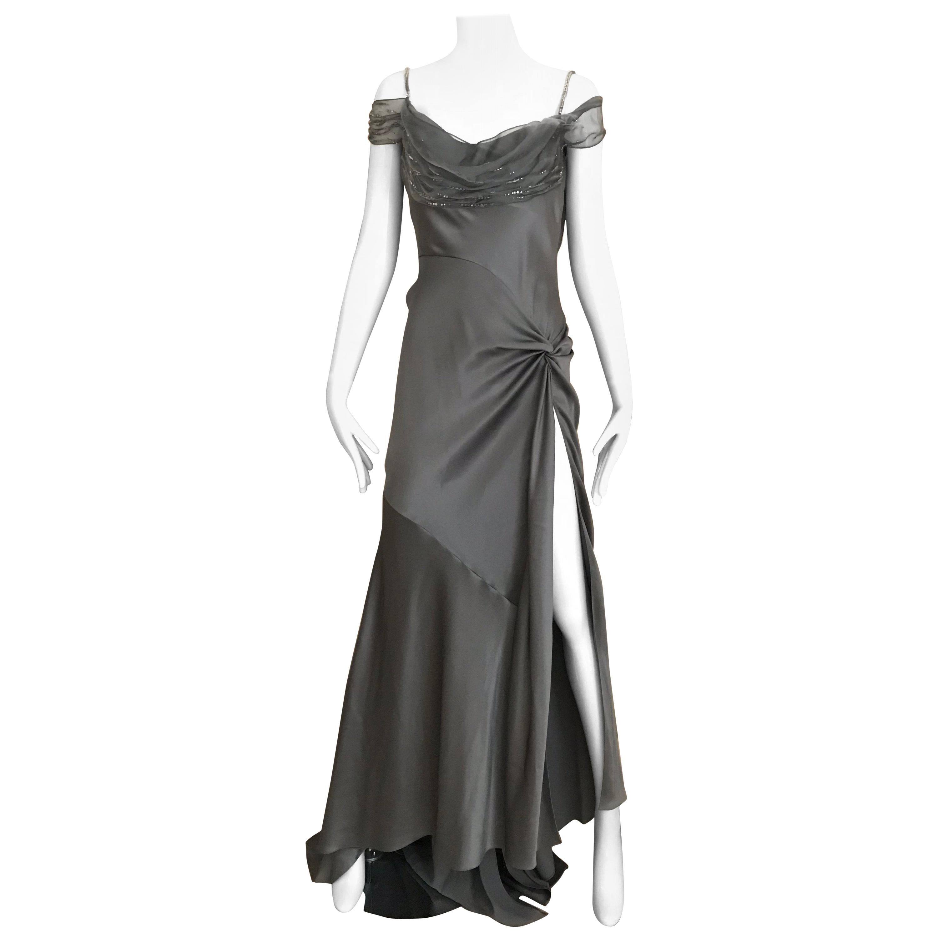 Christian Dior Couture Grey Silk Chiffon By John Galliano