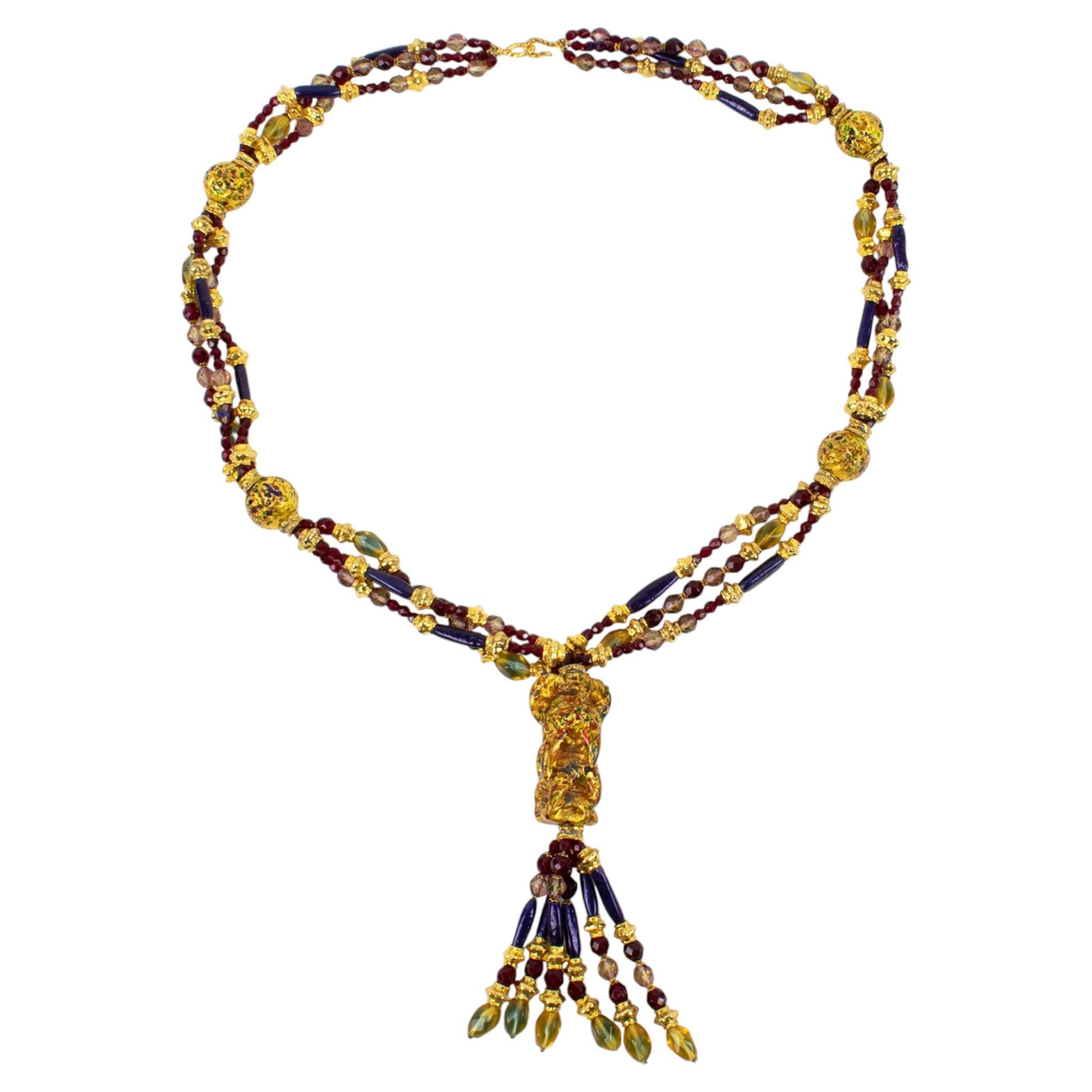 Christian Dior Couture Murano ArtGlass Crystal Beaded Necklace