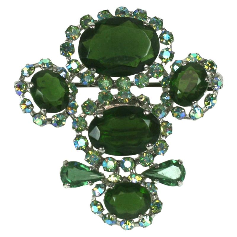 Christian Dior Couture Olivine Crystal Brooch For Sale