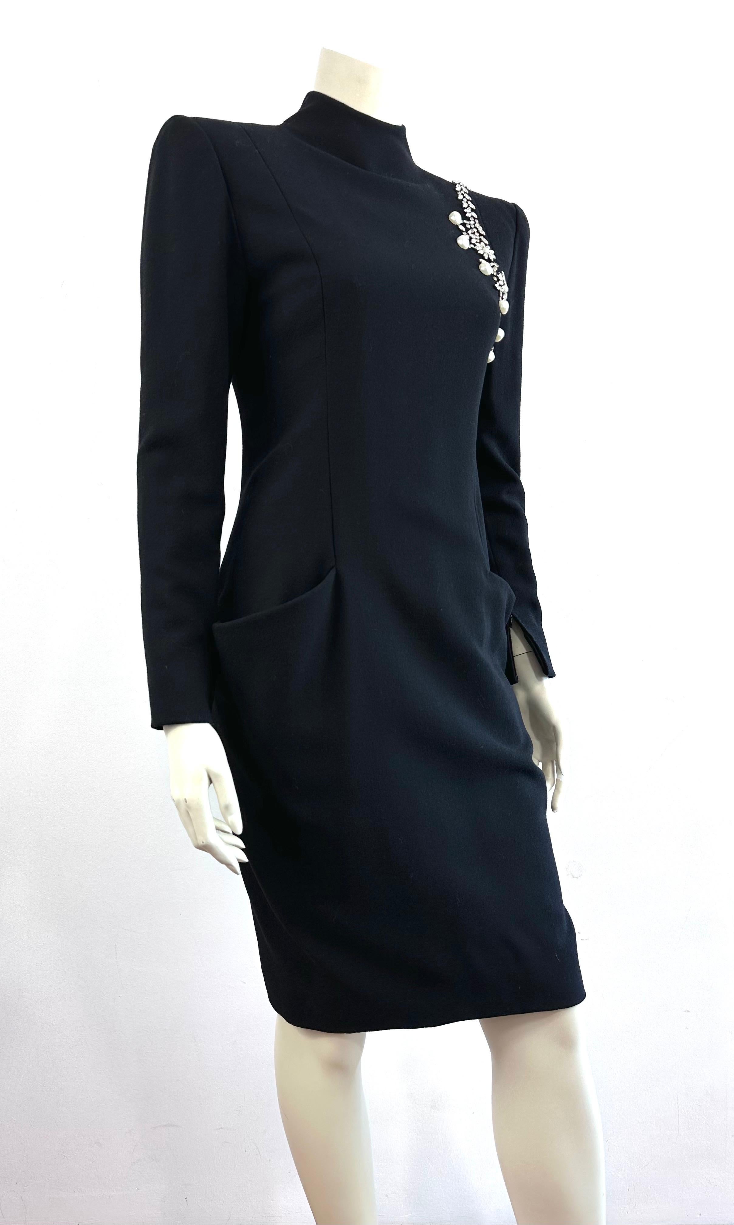 Noir Robe fourreau couture Christian Dior par marc Bohan F/W 86/87 en vente