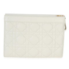Christian Dior Cream Calfskin Cannage Caro Every Dior Pouch