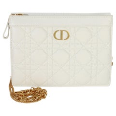 Christian Dior Cream Calfskin Cannage Caro Every Dior Pouch