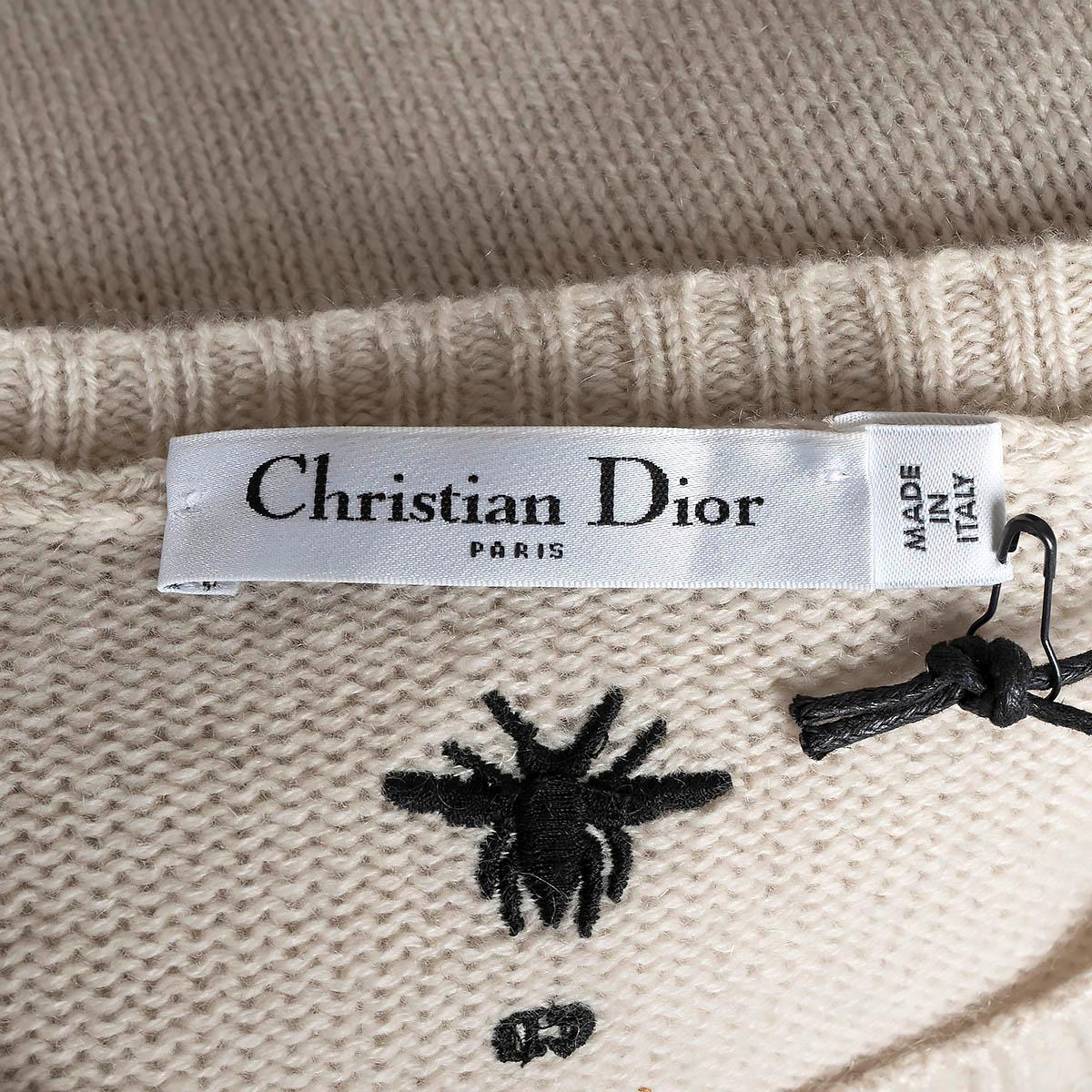 CHRISTIAN DIOR cream cashmere 2019 EMBROIDERED Sweater 42 L For Sale 4