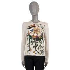 CHRISTIAN DIOR cream cashmere 2019 EMBROIDERED Sweater 42 L