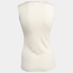 Christian Dior Crema Cachemira Punto Punto Raw Edges Cuello Camiseta M