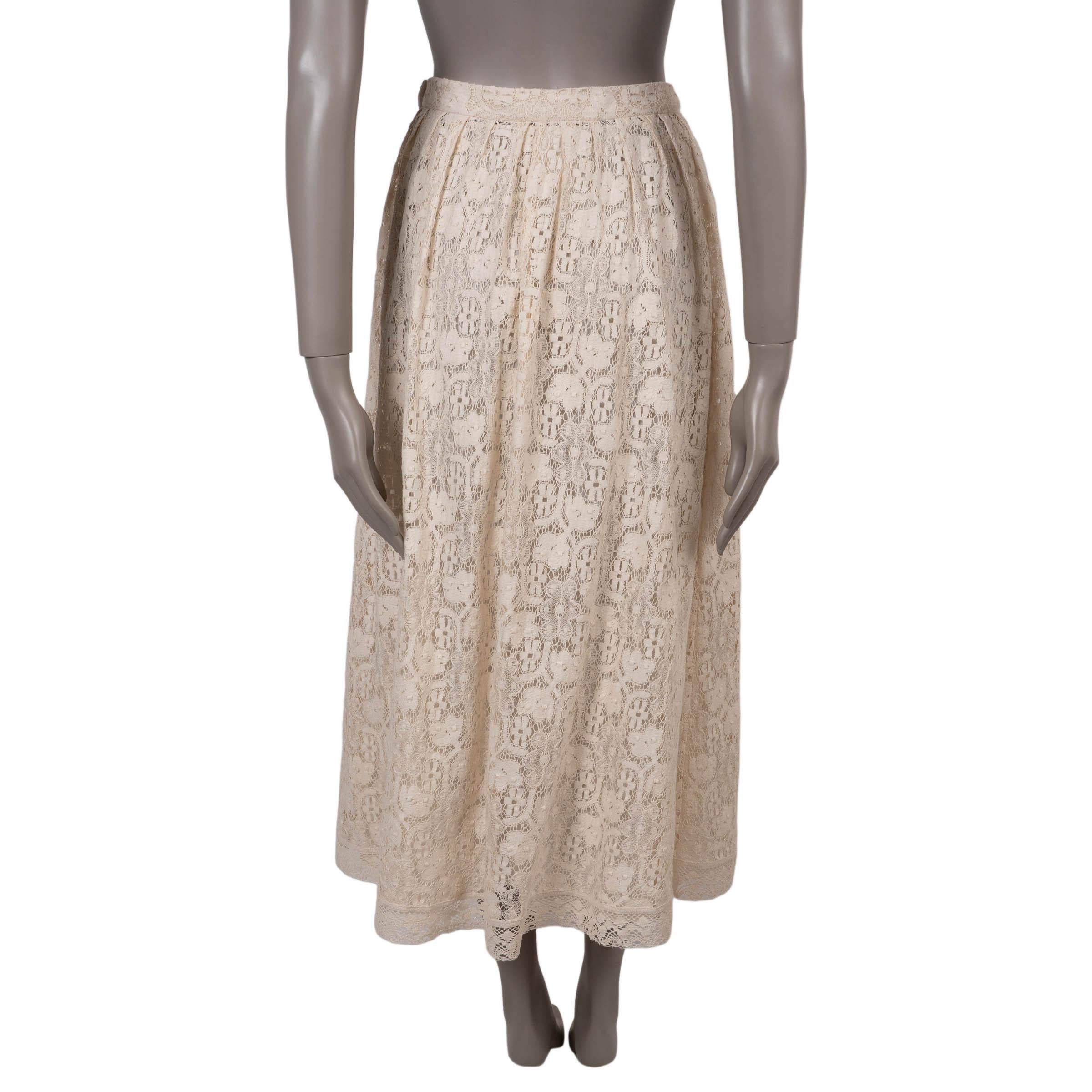 Marrone CHRISTIAN DIOR Gonna MIDI in cotone crema 2023 in pizzo floreale 36 XS in vendita