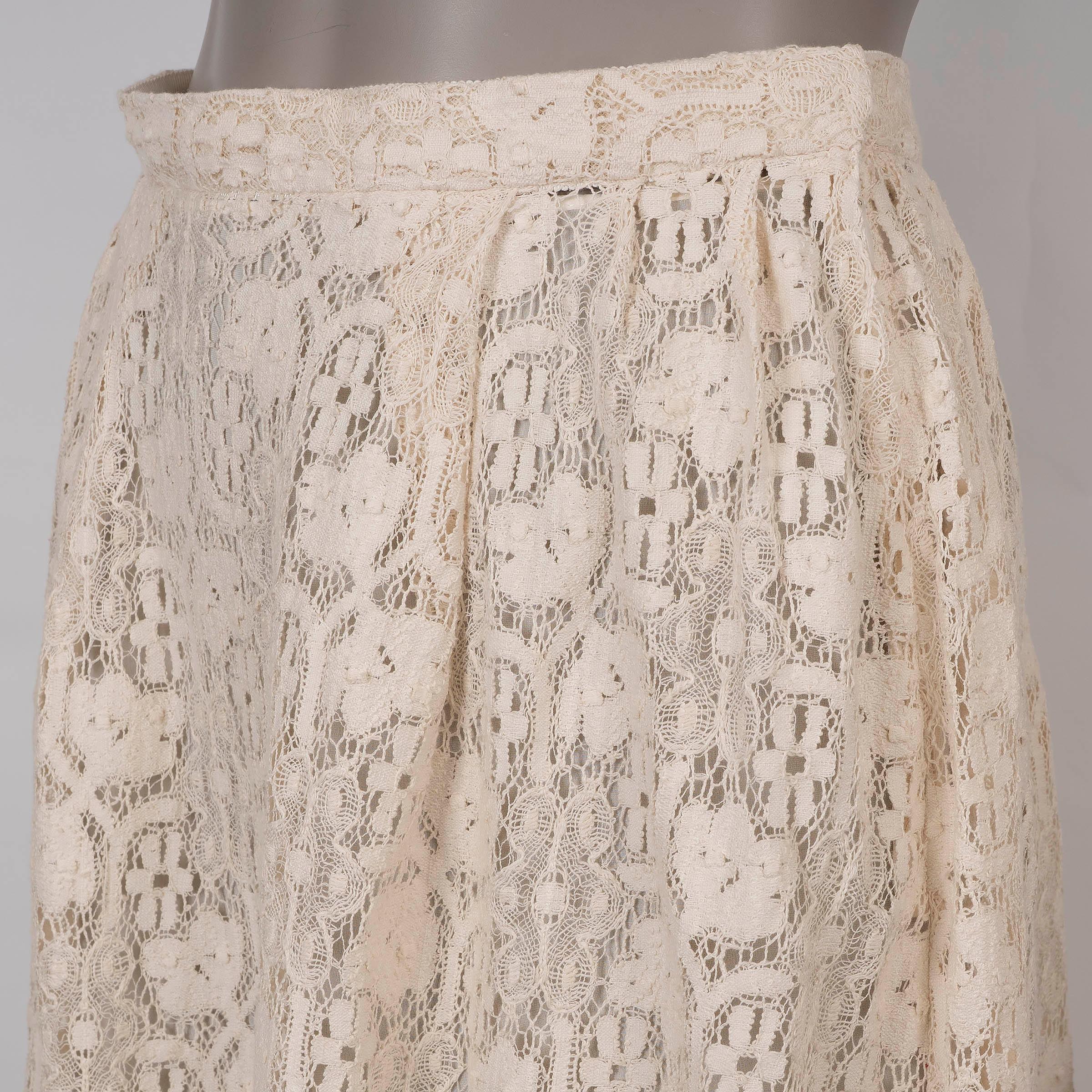 Donna CHRISTIAN DIOR Gonna MIDI in cotone crema 2023 in pizzo floreale 36 XS in vendita