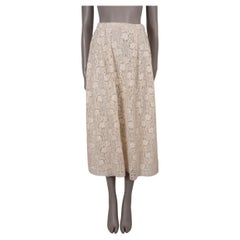 CHRISTIAN DIOR cream cotton 2023 FLORAL LACE MIDI Skirt 36 XS