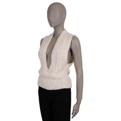 CHRISTIAN DIOR cream cotton 2024 BOUCLE KNIT Sweater Vest 36 XS