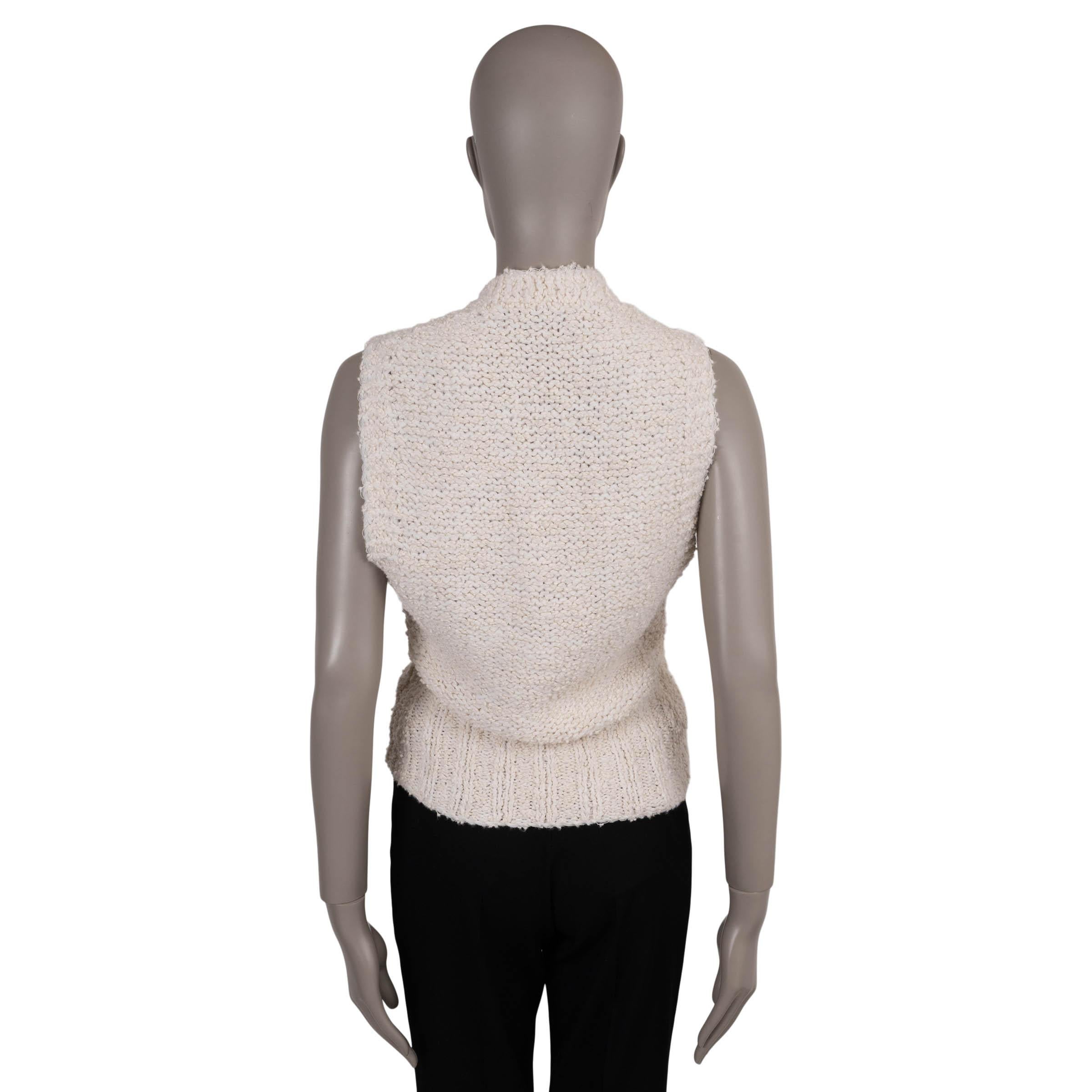 CHRISTIAN DIOR algodón crema 2024 BOUCLE KNIT Jersey Chaleco 36 XS Gris en venta