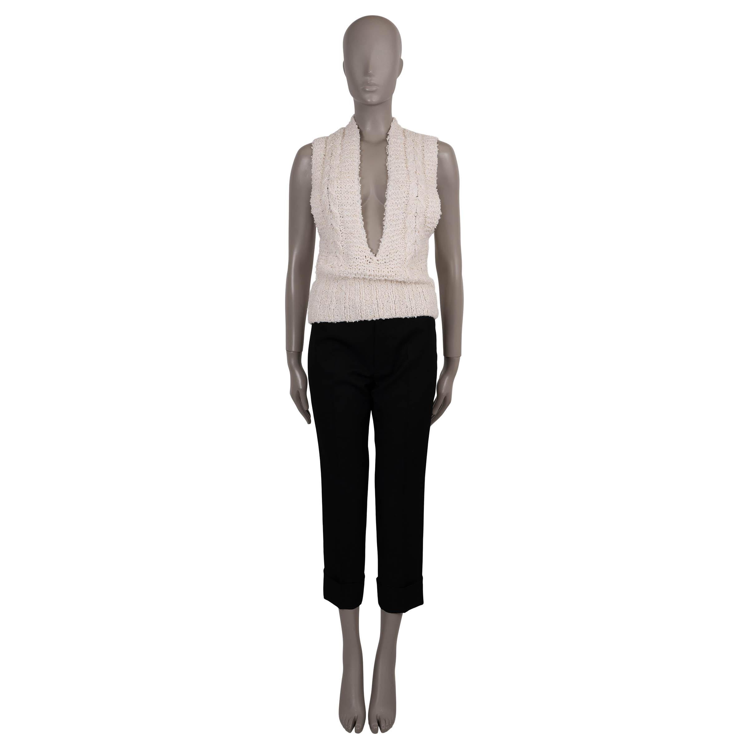 De las mujeres CHRISTIAN DIOR algodón crema 2024 BOUCLE KNIT Jersey Chaleco 36 XS en venta