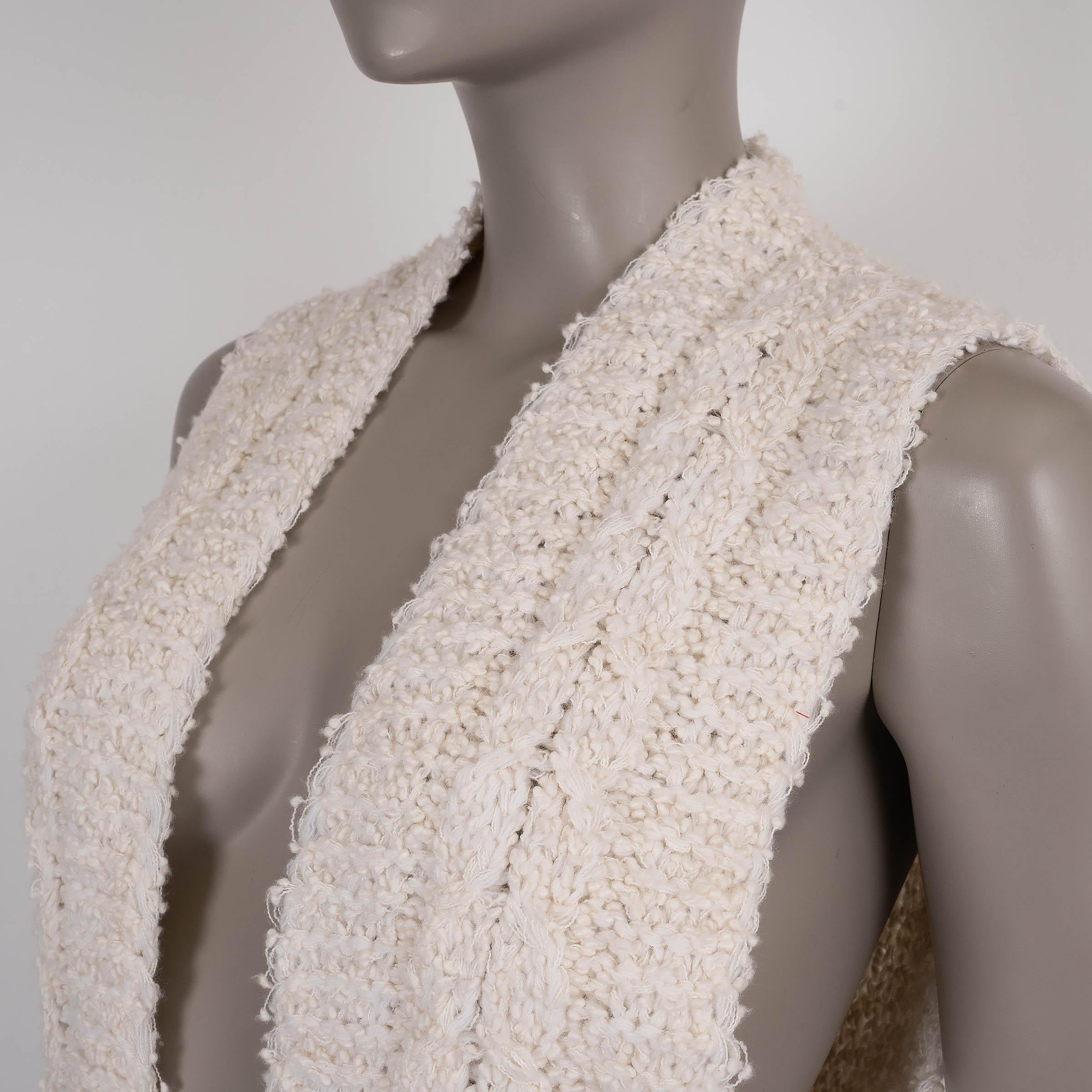 CHRISTIAN DIOR algodón crema 2024 BOUCLE KNIT Jersey Chaleco 36 XS en venta 1