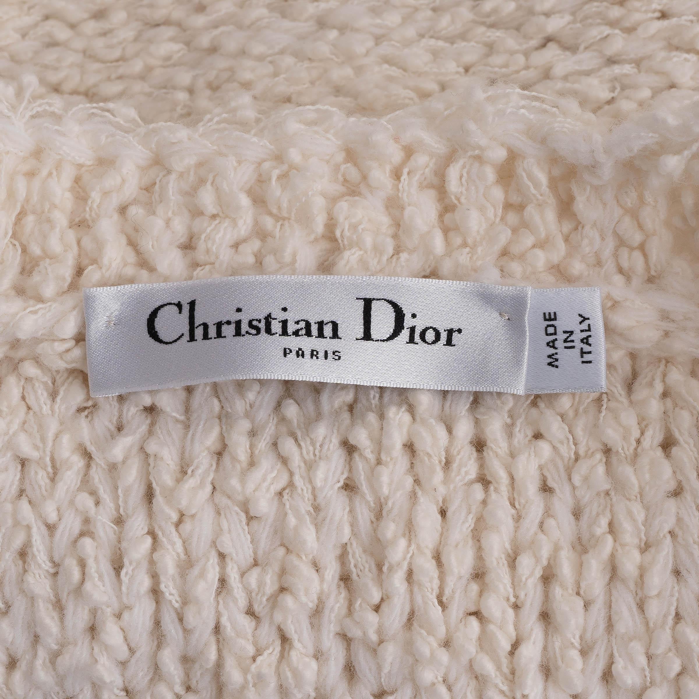 CHRISTIAN DIOR algodón crema 2024 BOUCLE KNIT Jersey Chaleco 36 XS en venta 2