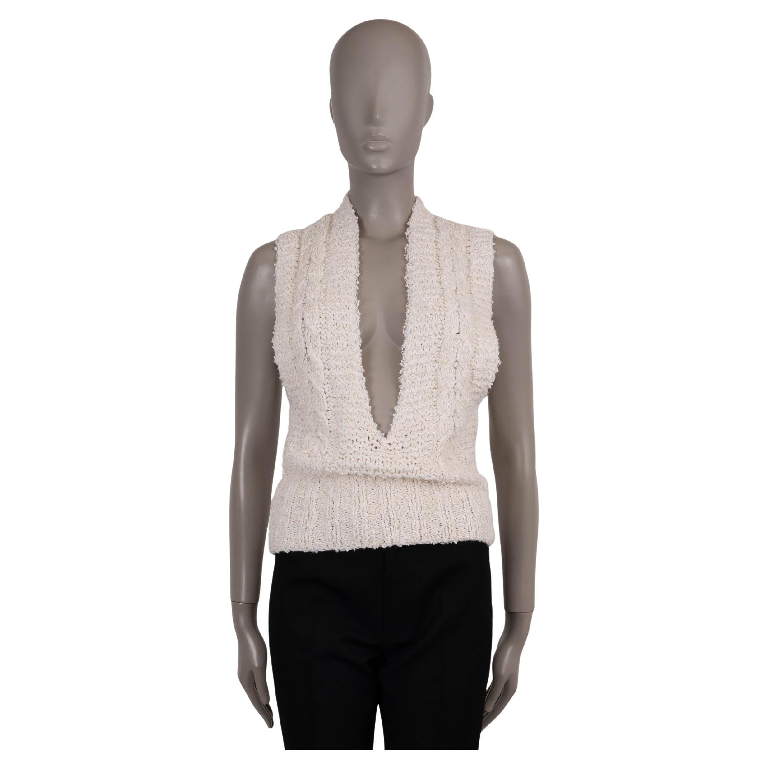 CHRISTIAN DIOR algodón crema 2024 BOUCLE KNIT Jersey Chaleco 36 XS en venta