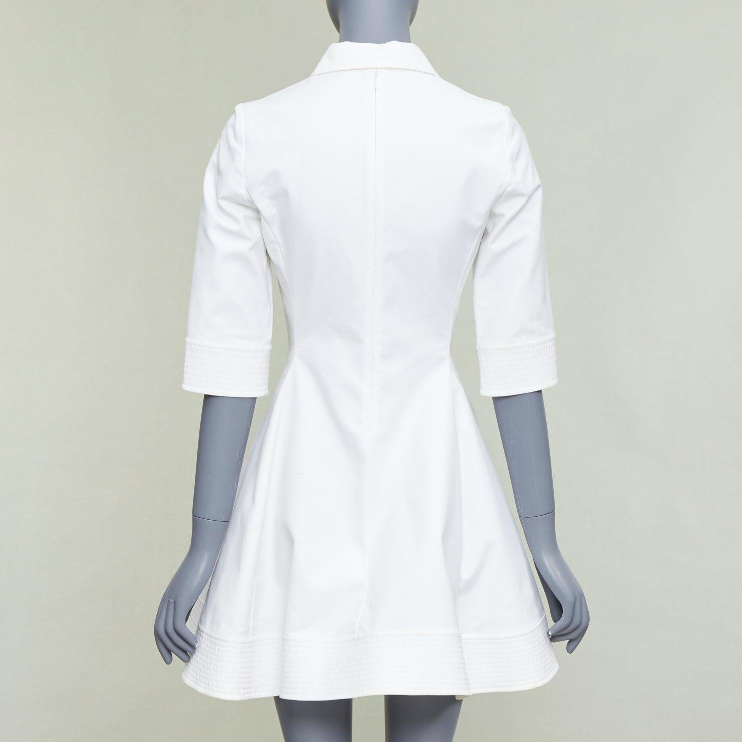 De las mujeres CHRISTIAN DIOR vestido camisero con broche de cristal en mezcla de algodón crema FR34 XS en venta