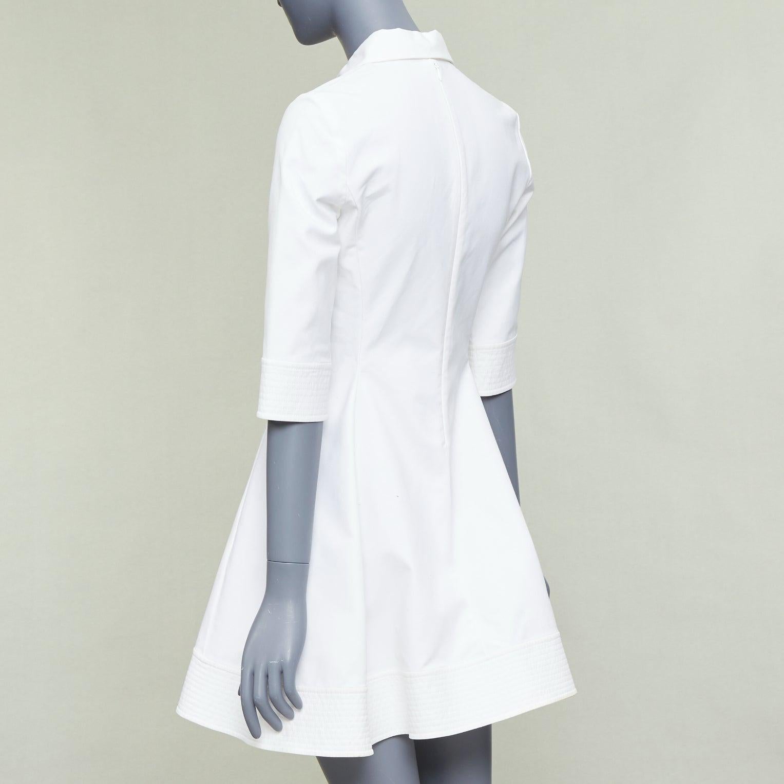 CHRISTIAN DIOR vestido camisero con broche de cristal en mezcla de algodón crema FR34 XS en venta 1